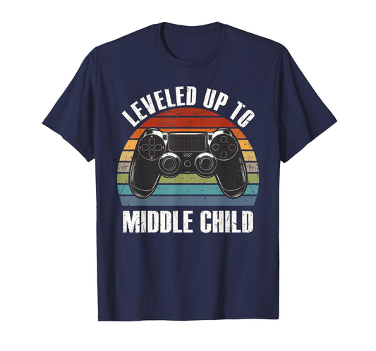 Leveled Up To Middle Child Promoted To Future Middle Child T-Shirt