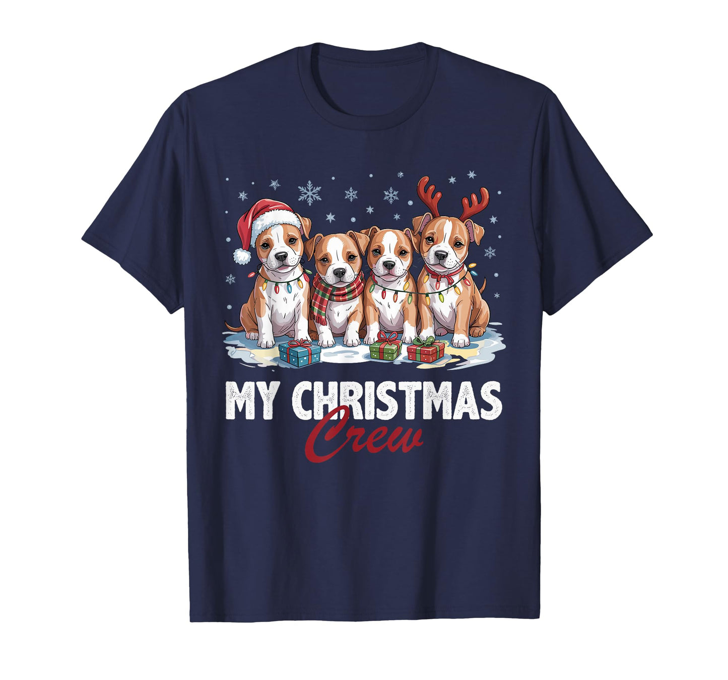 American Staffordshire Christmas Crew Funny Dog Lovers T-Shirt