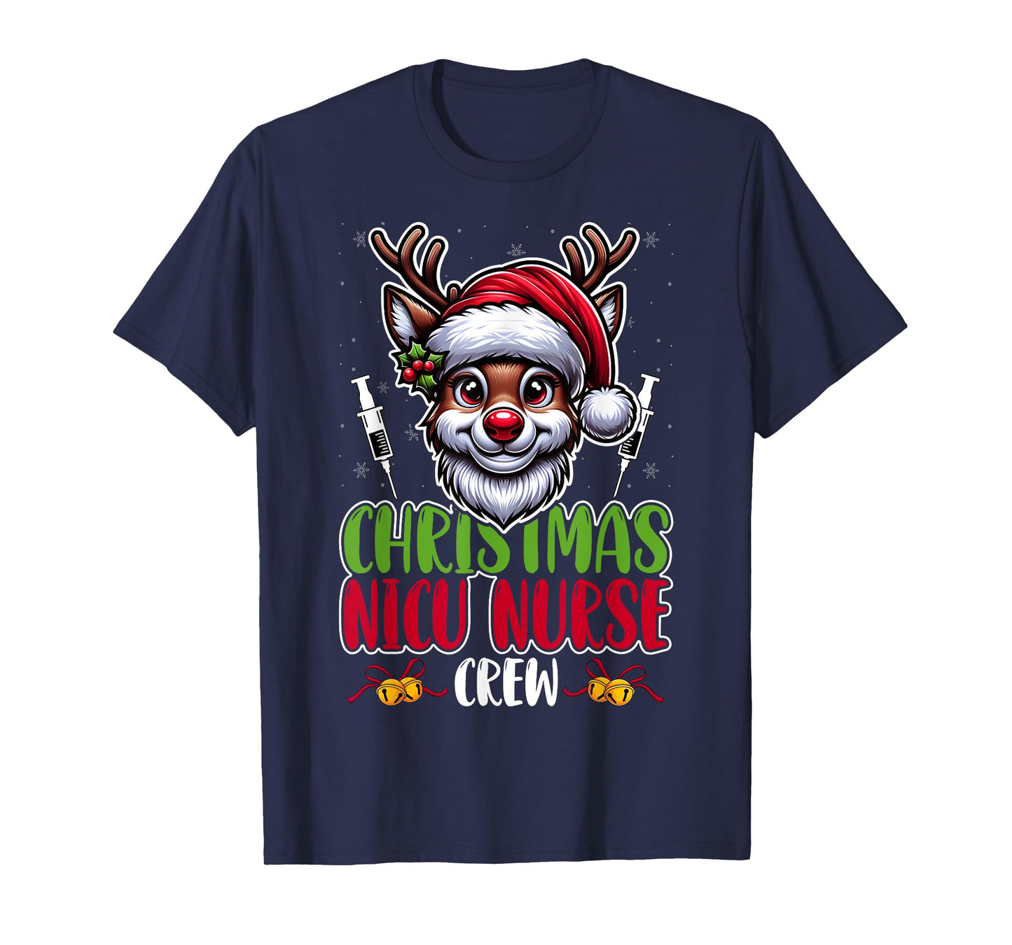 Christmas NICU Nurse Crew Reindeer Santa Design Christmas T-Shirt