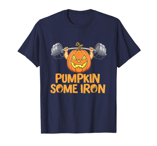 Pumpkin Some Iron Halloween Fitness Gym Weightlifting T-Shirt