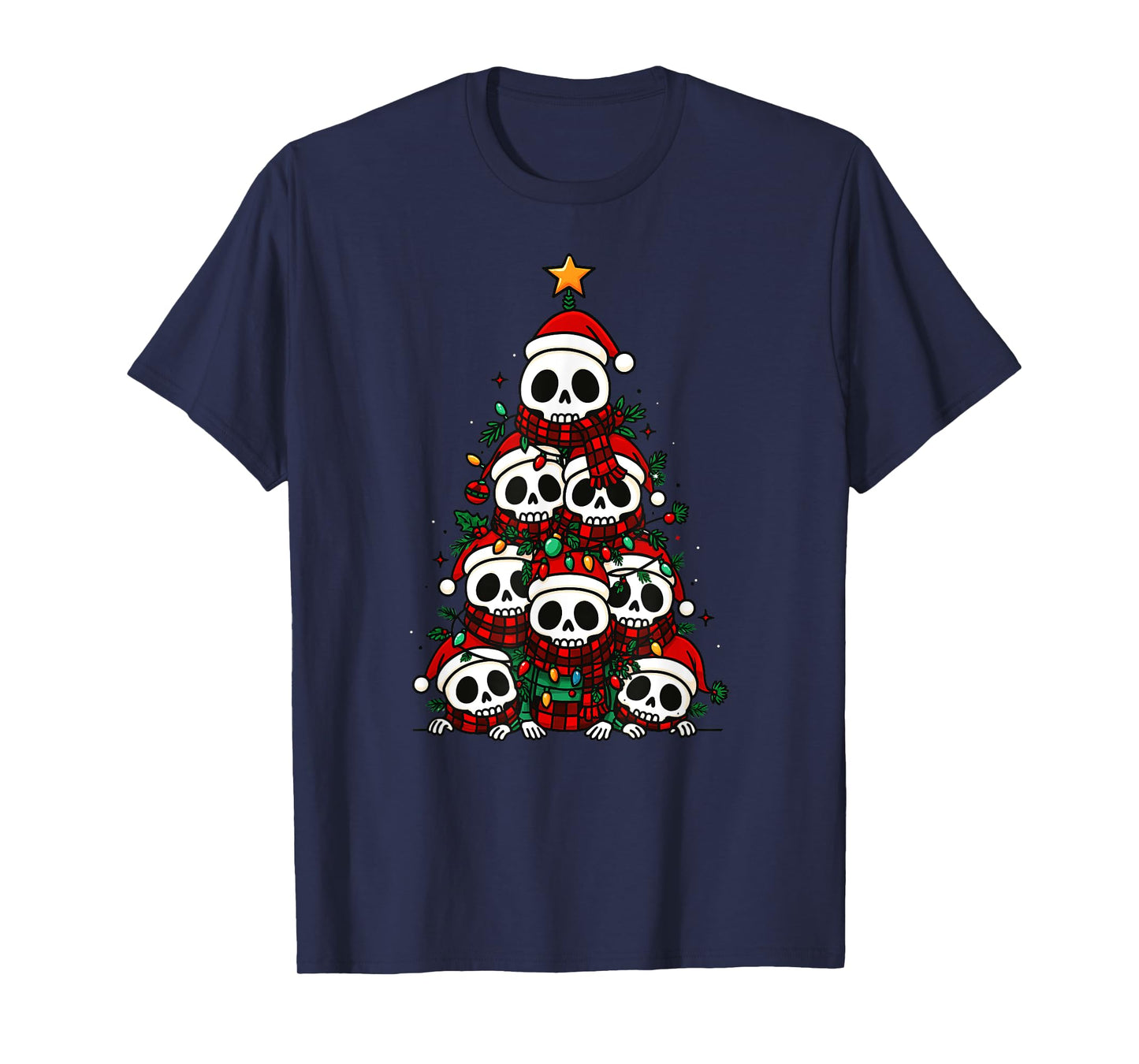 Skulls Christmas Tree Halloween Xmas Santa Boys Girls T-Shirt