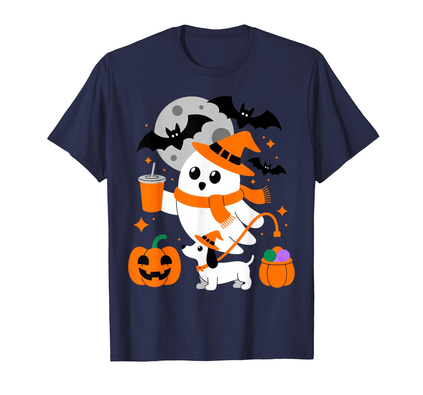 Cute Ghost and Dog Halloween Fun for Spooky Season Lovers T-Shirt
