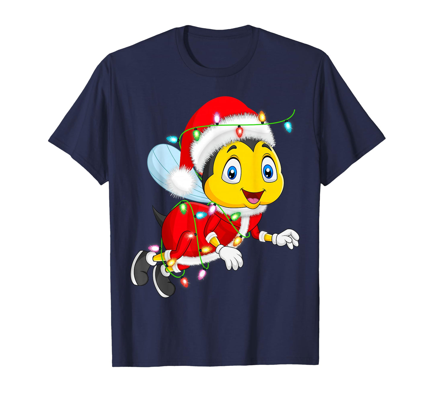Bees Christmas Lights Santa Costume Cute Animal Xmas T-Shirt