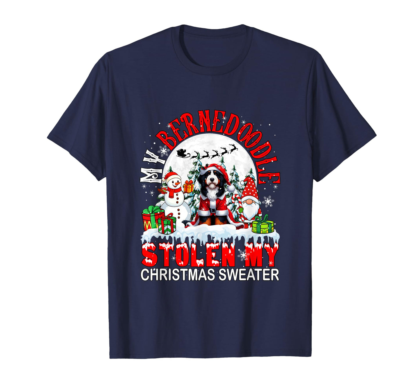 My Bernedoodle Stolen My Christmas Sweater Santa Dog Owner T-Shirt