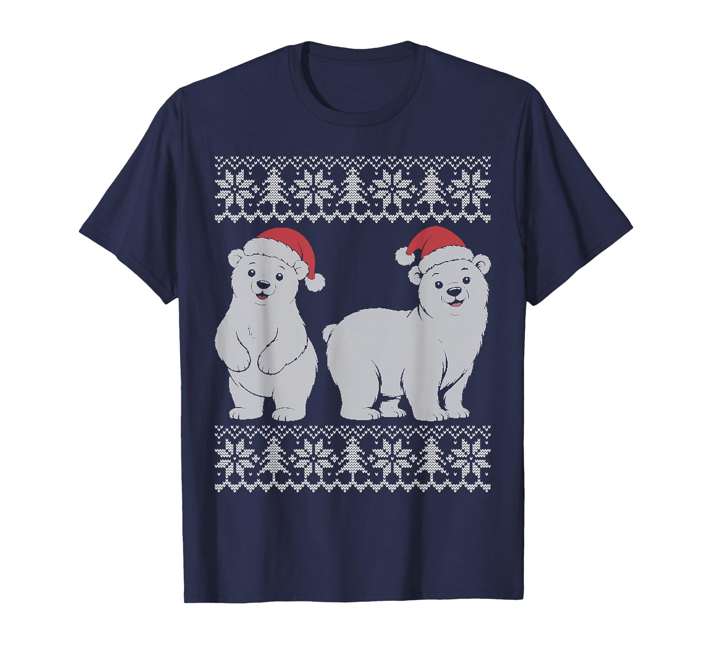 Polar Bear Christmas, White Bear Wearing Santa hat T-Shirt