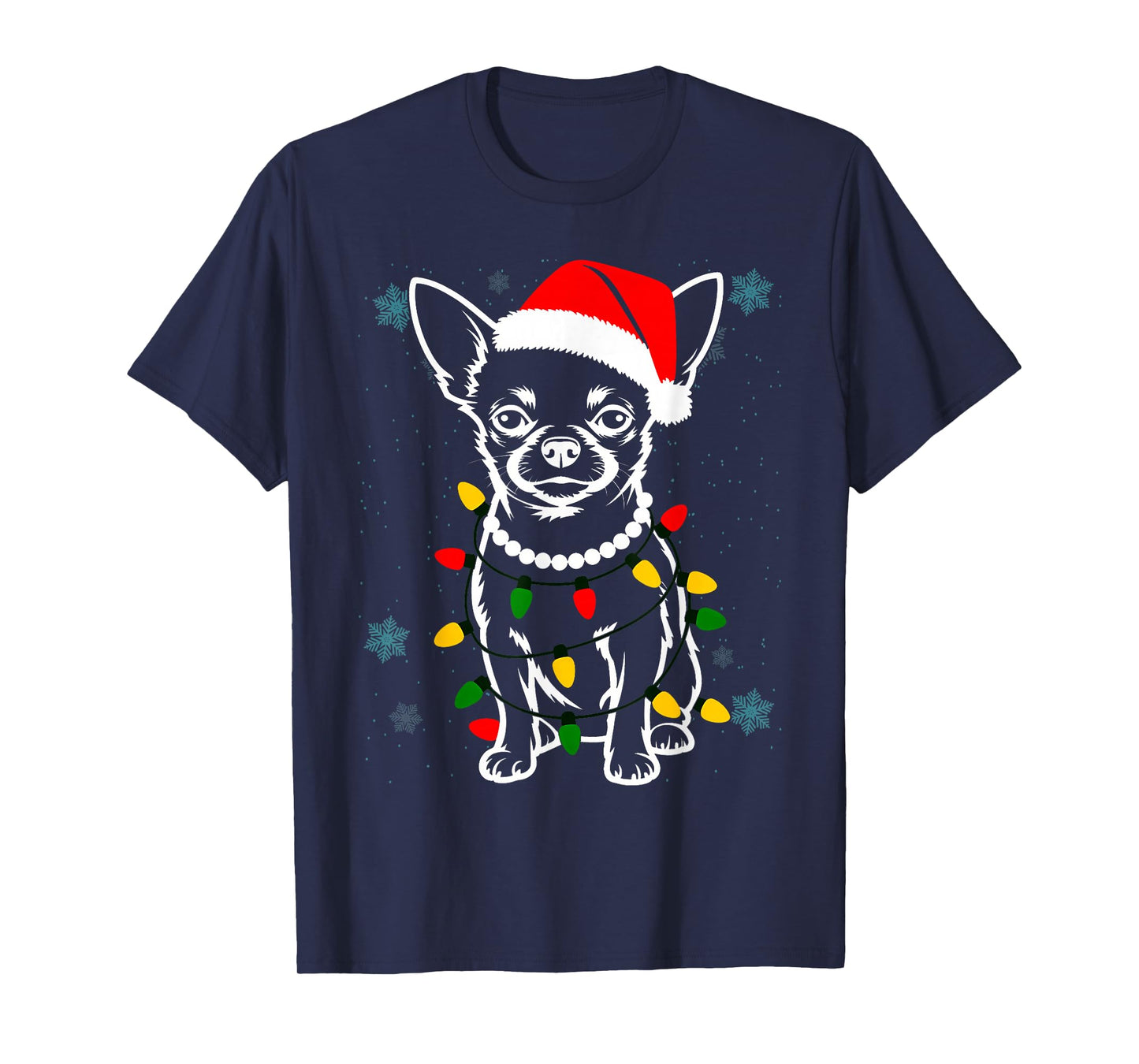 Chihuahua Christmas Tree Lights X-Mas Cute Dog Puppy Santa T-Shirt