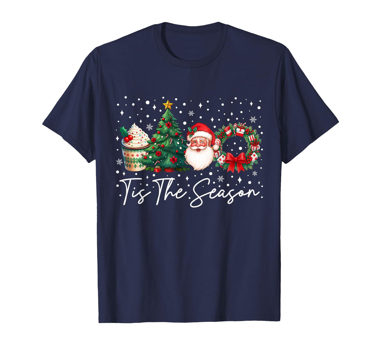 Tis The Season Santa Coffee Christmas Tree Matching Family T-Shirt