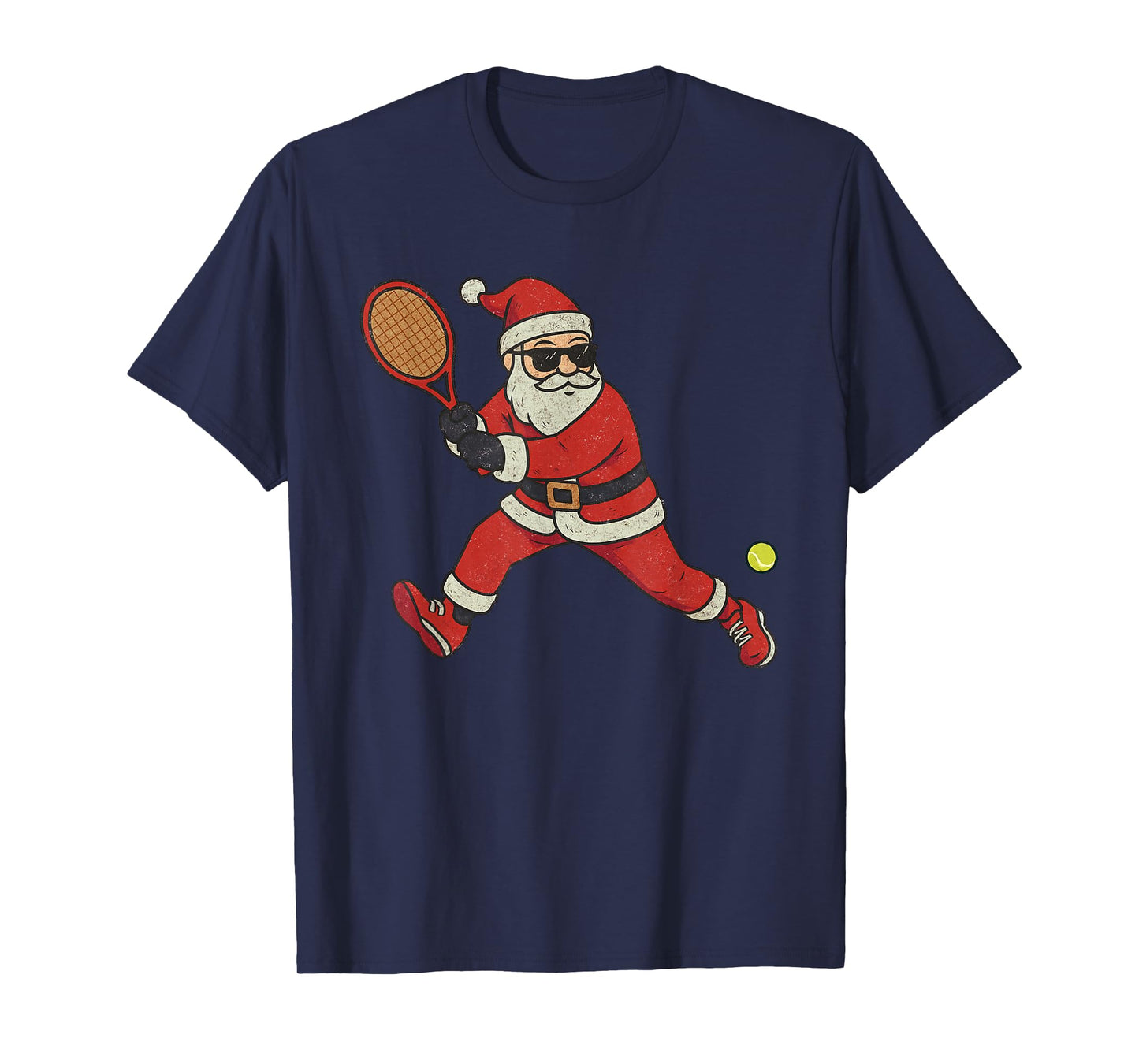 Santa Playing Tennis Christmas Vintage Funny Xmas T-Shirt