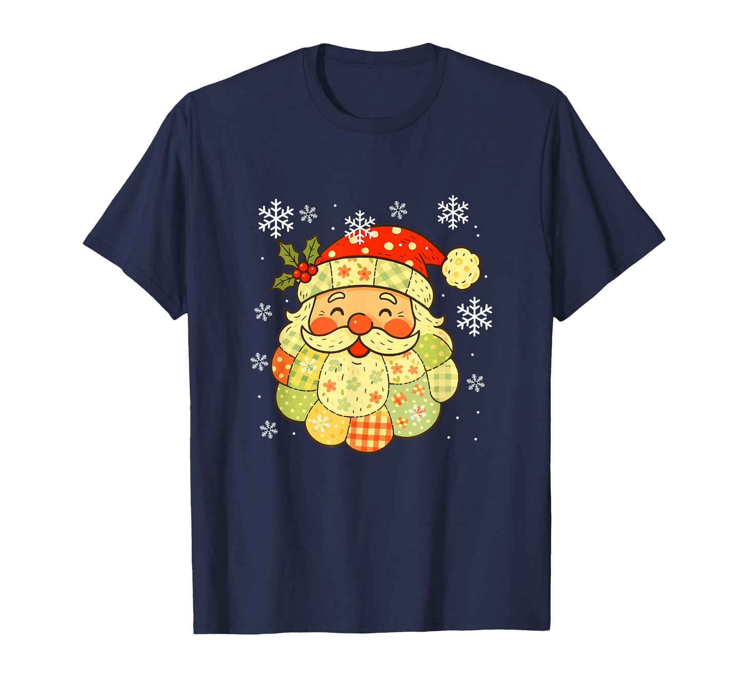 Funny Santa Face Christmas Floral Colorful Costume Family T-Shirt