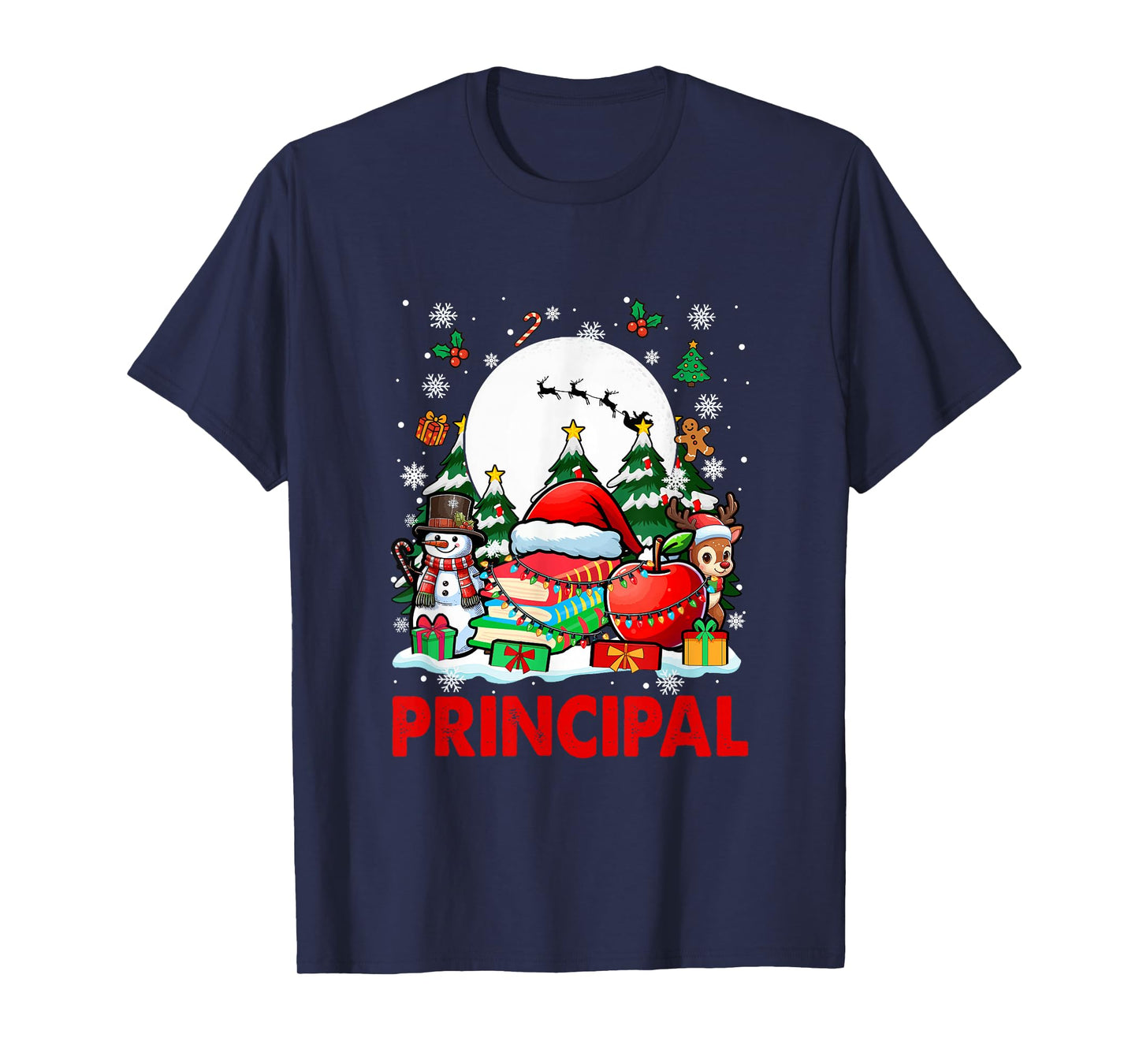 Principal Job Tools Santa Snowmen Reindeer Christmas Trees T-Shirt
