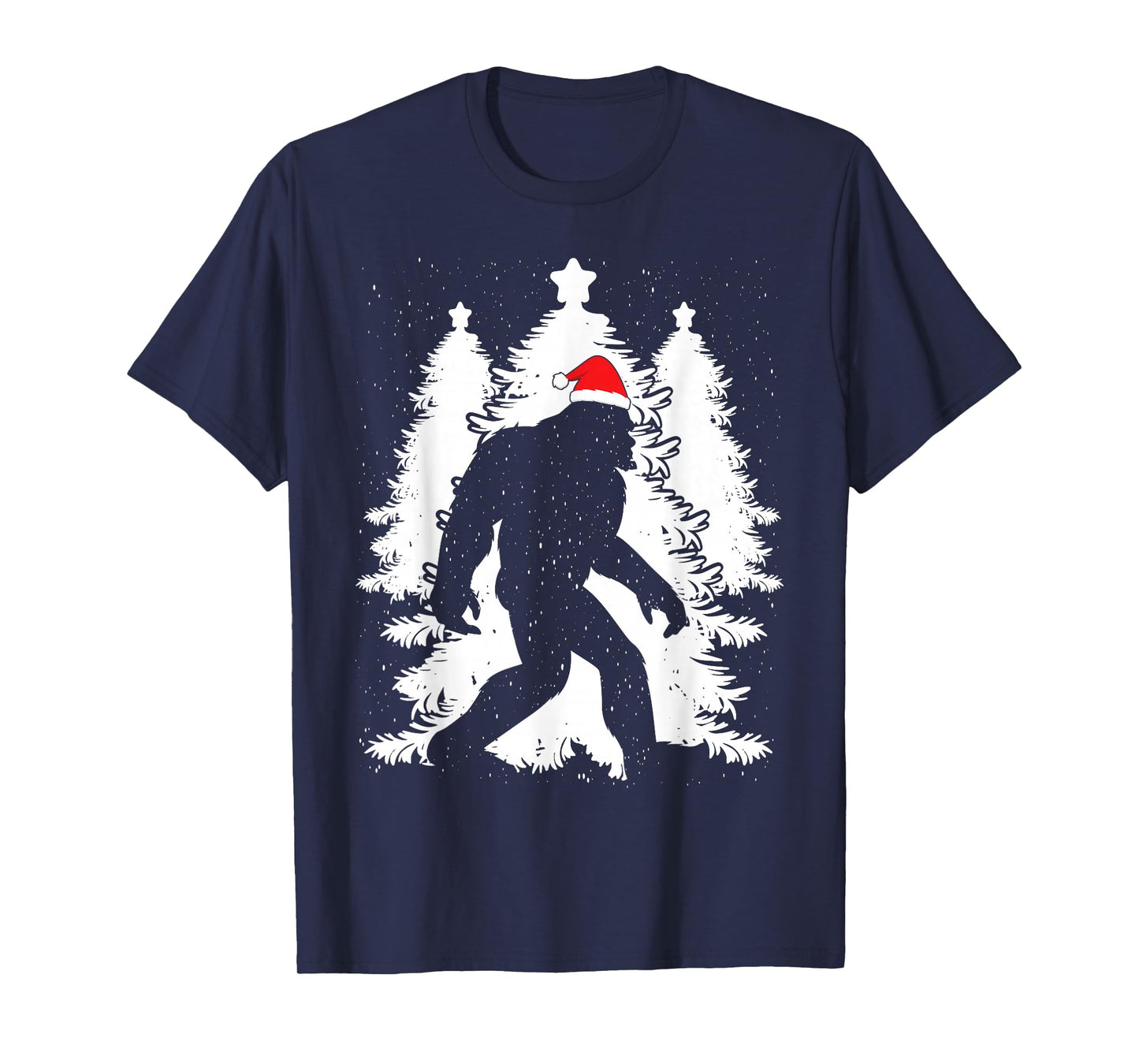 Bigfoot Believe Christmas Tree Sasquatch Santa Funny T-Shirt