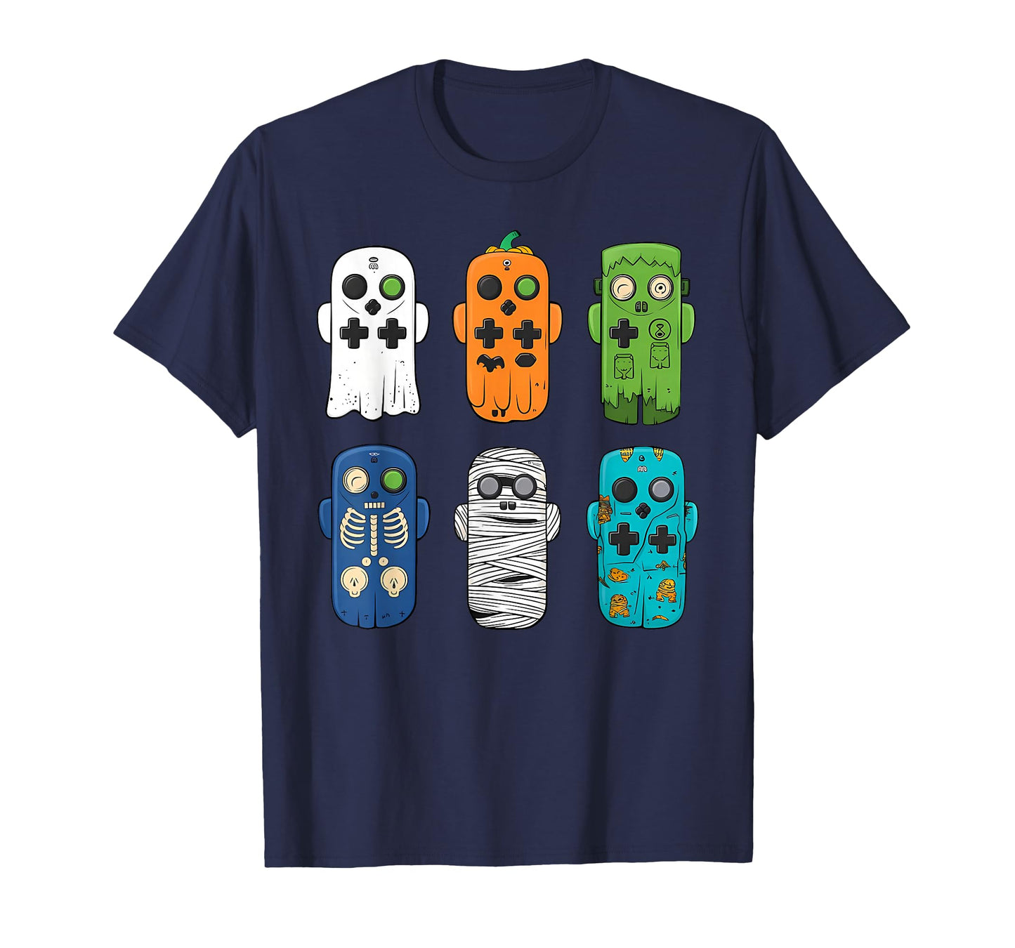 Halloween Skeleton Zombie Gaming Controllers Mummy Boys Kids T-Shirt