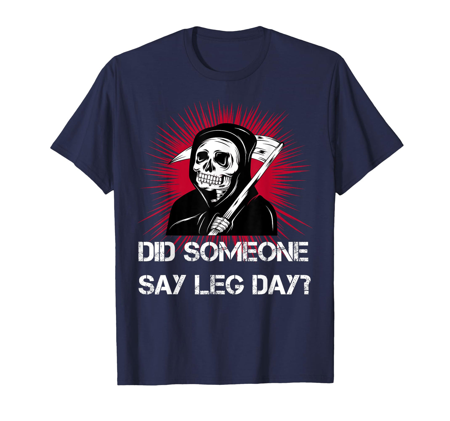 Grim Reaper Leg Day Black Metal skull and scythe gym T-Shirt