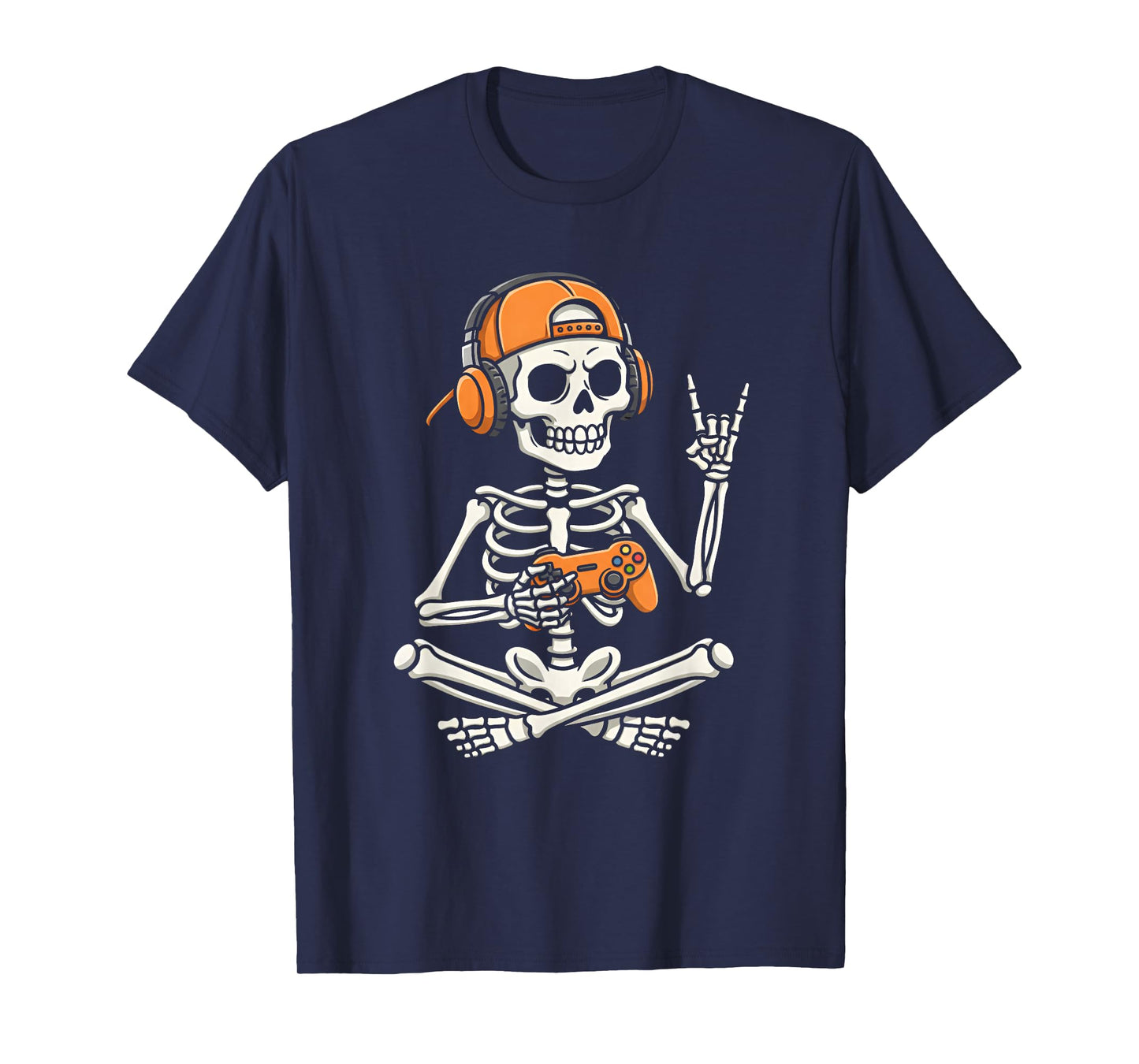 Halloween Skelton Gamer Video Gaming Kids Boys Girls Funny T-Shirt