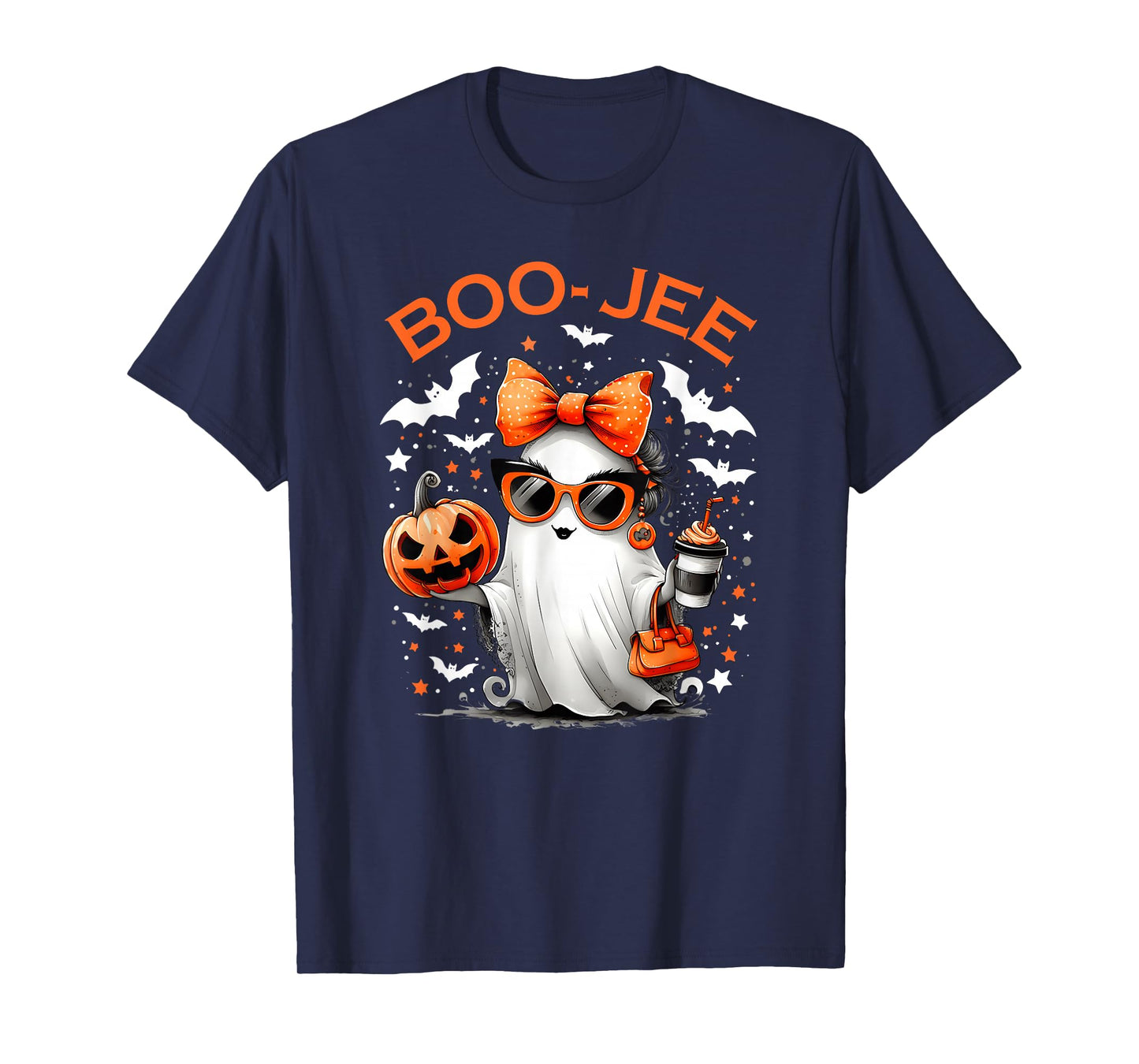 Coquette Leopard Ghost Coffee Boo-JEE Halloween Boujee Ghost T-Shirt