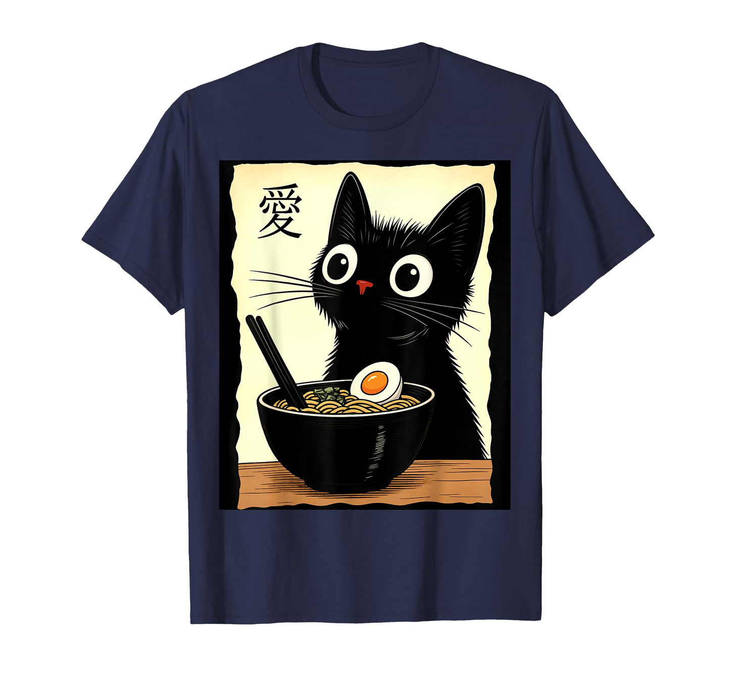 Kawaii Cat Eating Ramen Noodles Funny Anime Gift Girls Teens T-Shirt