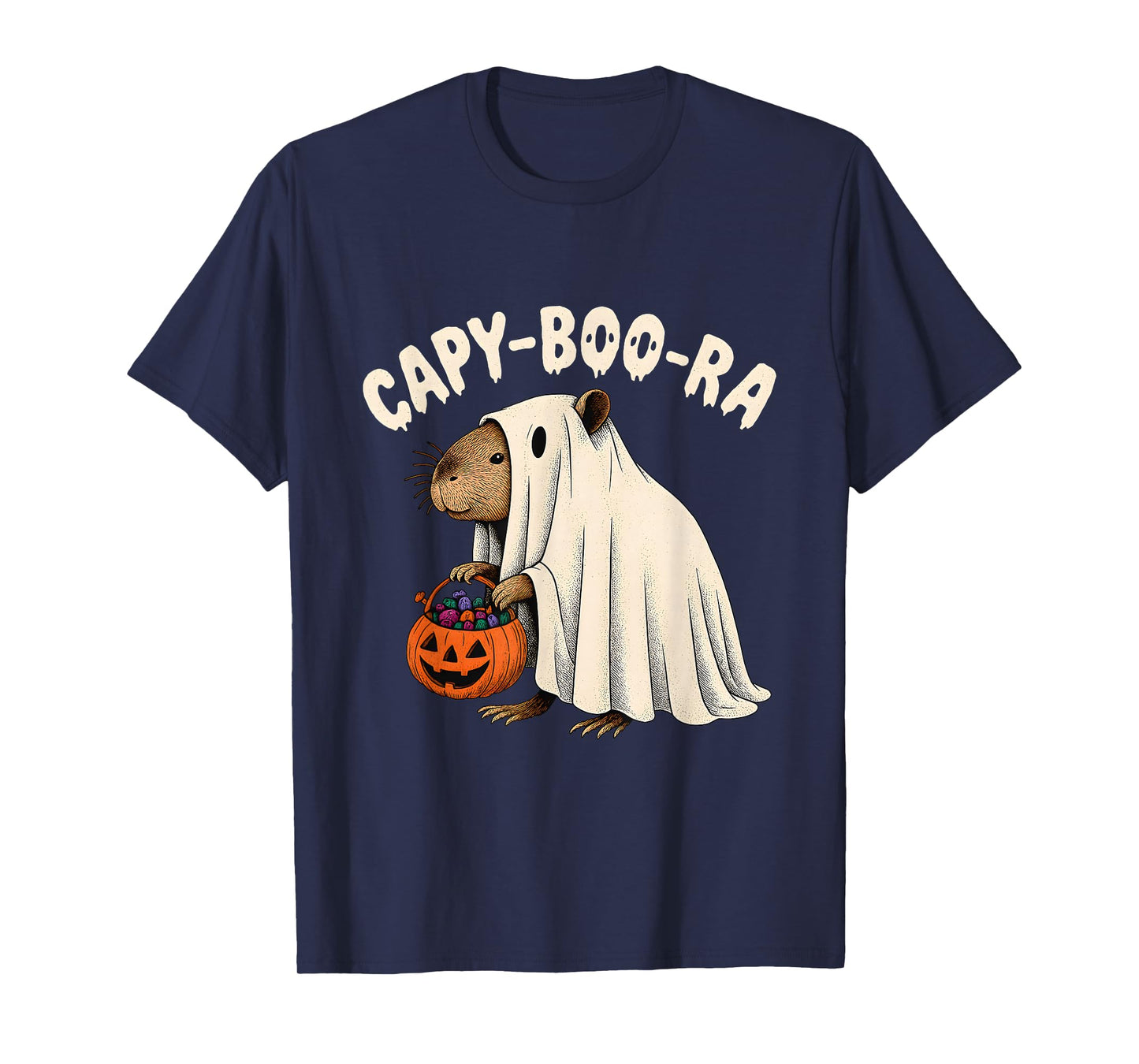Capy-Boo-ra Funny Capybara Ghost Halloween Costume Art T-Shirt