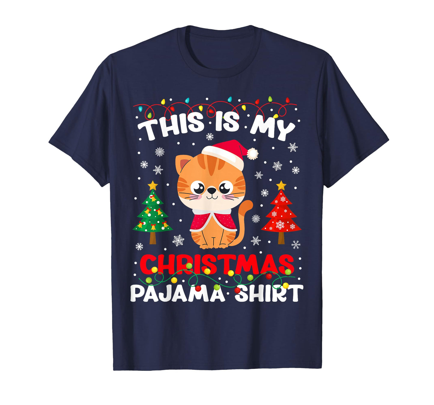 This is My Christmas Pajama Costume Funny Cat Lover Xmas PJs T-Shirt