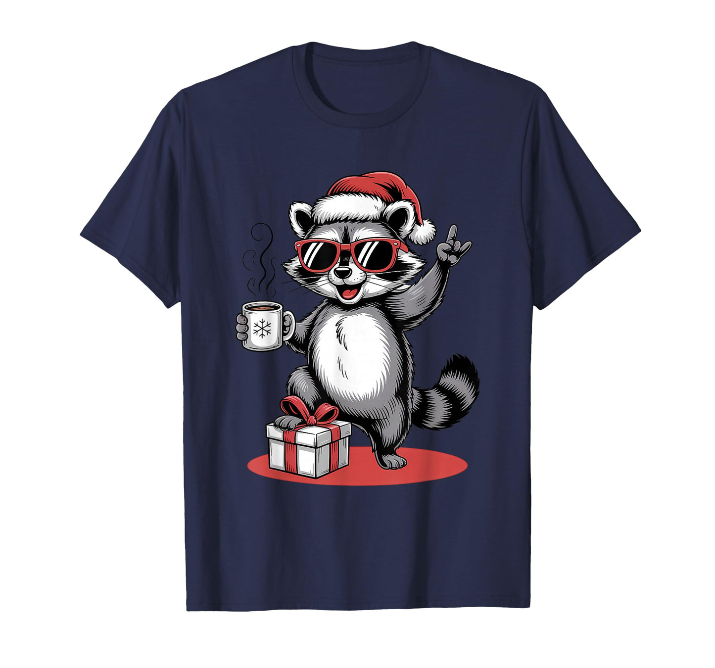 Cute Raccoon Rock Christmas Funny Racoon T-Shirt