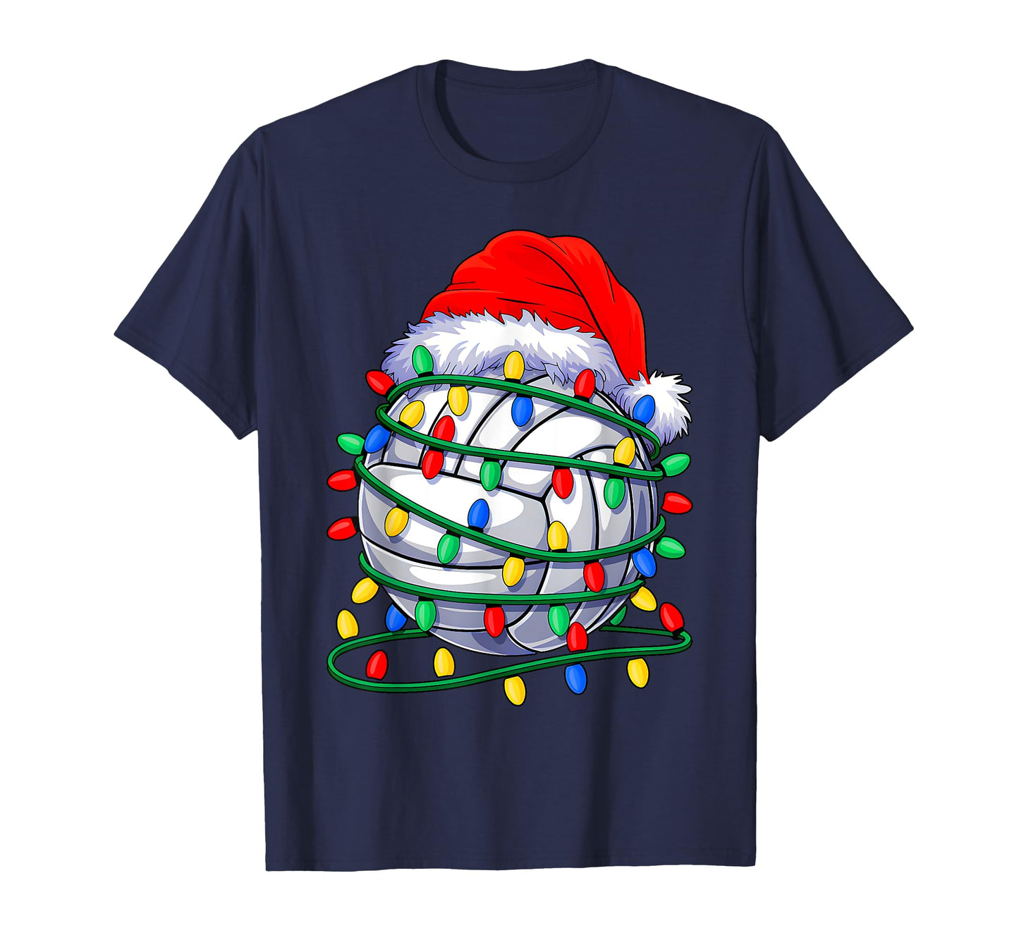 Volleyball Ball Santa Hat Christmas Volleyball Xmas Lights T-Shirt