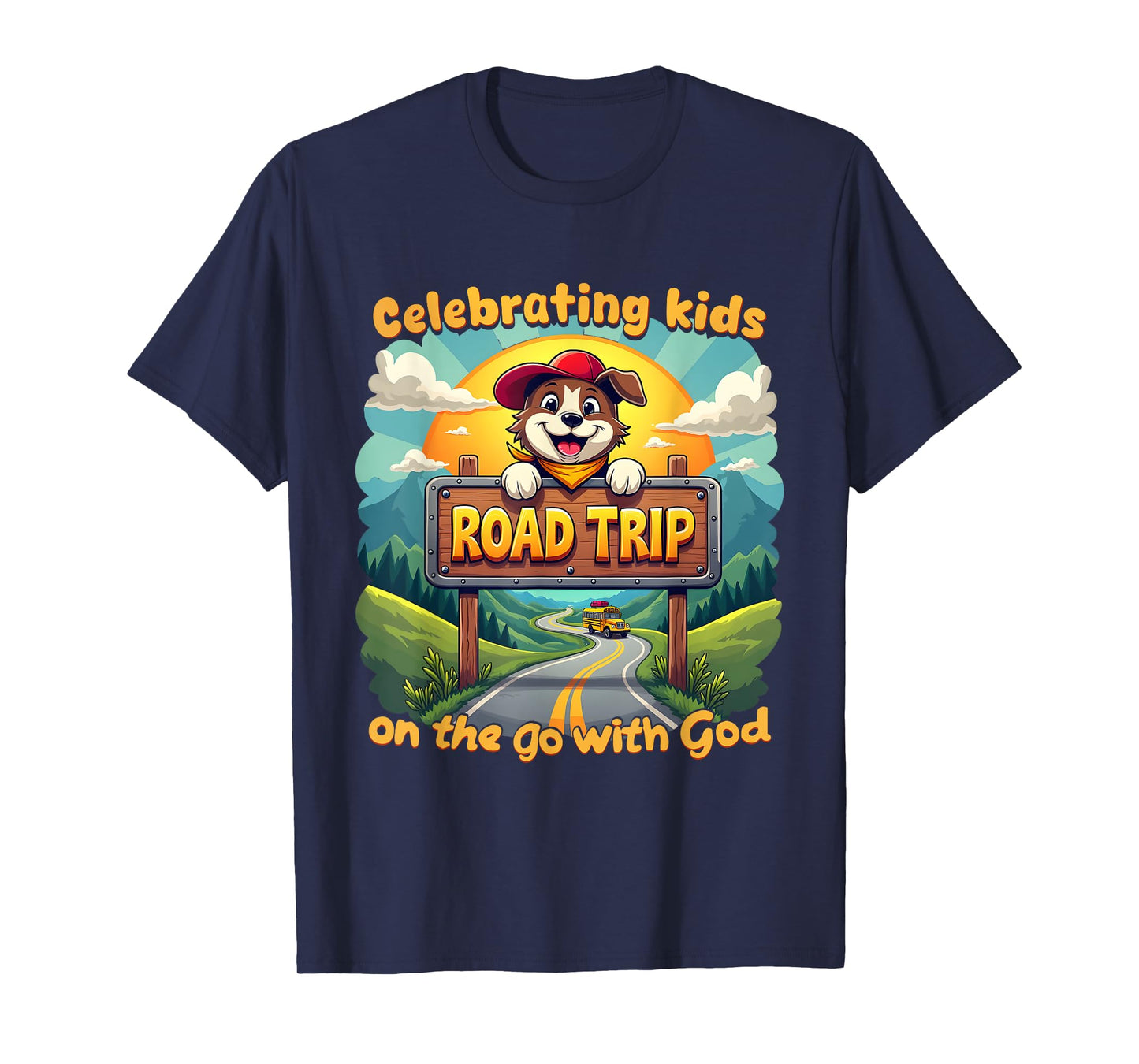 Road Trip Celebrating Kids On The Go Christian VBS 2025 T-Shirt