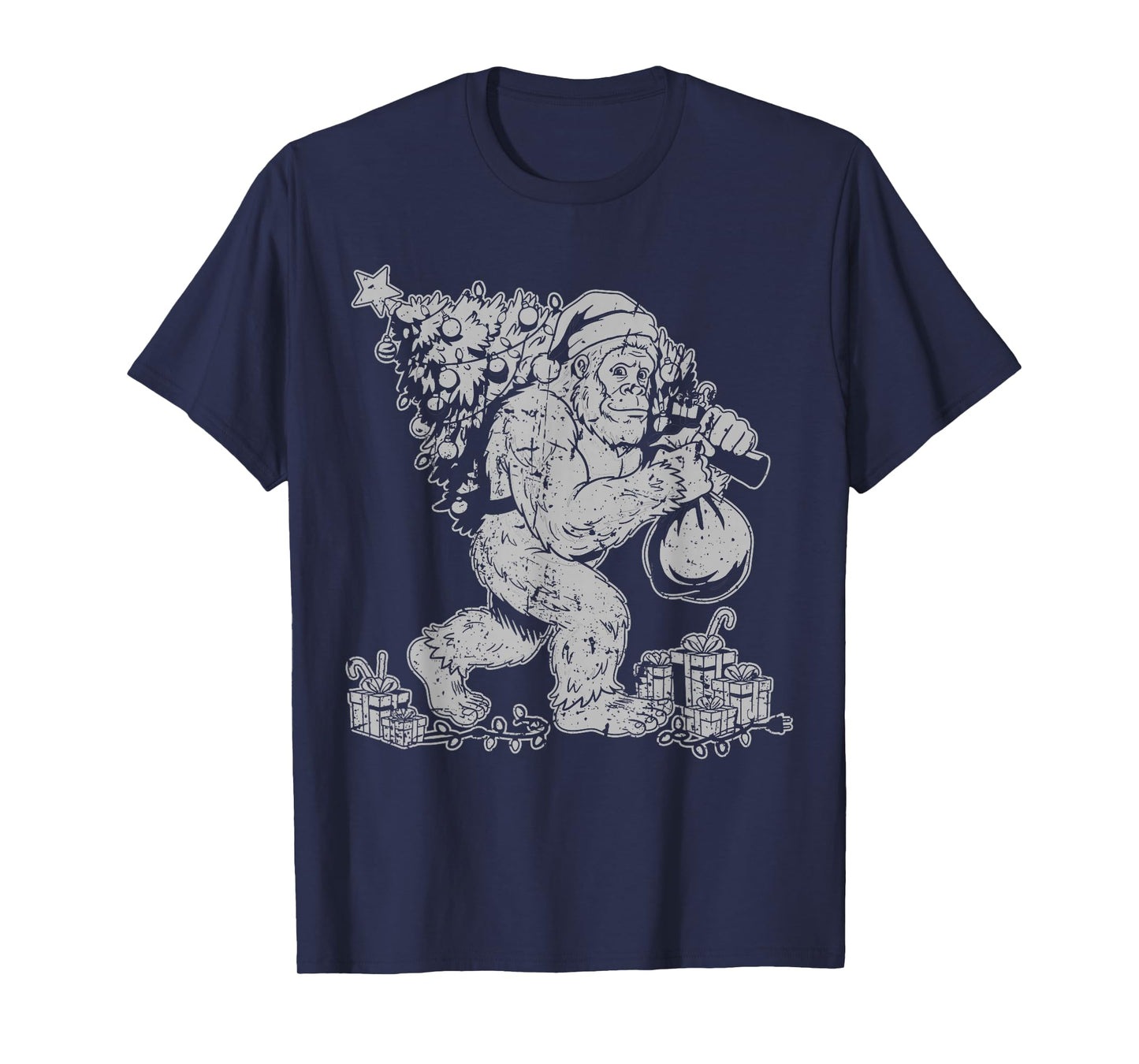 Family Christmas Bigfoot Sasquatch Winter Tree T-Shirt