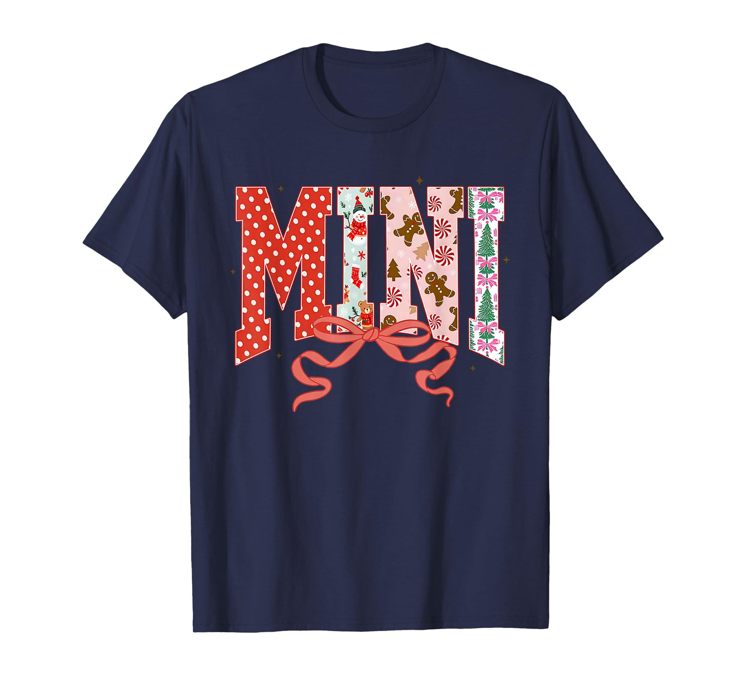 Mini Cute Pink Coquette Bow Christmas Matching Family Xmas T-Shirt