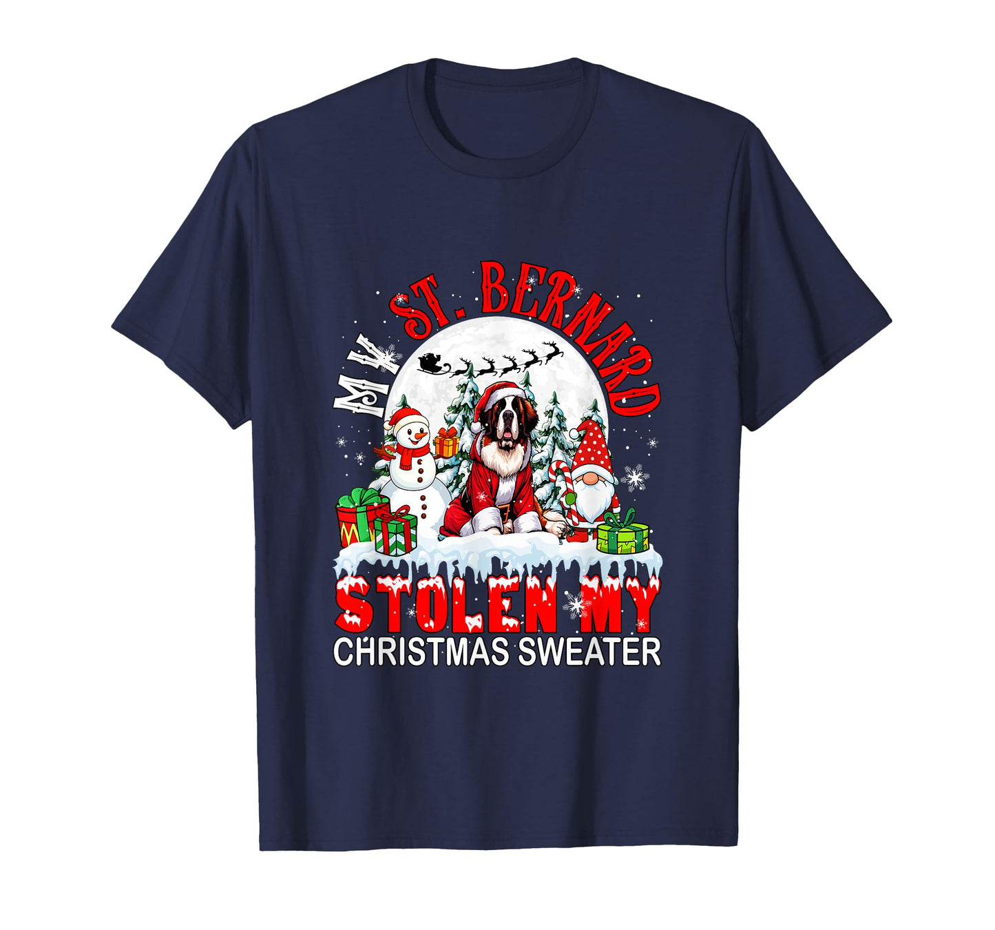 My St. Bernard Stolen My Christmas Sweater Santa Dog Owner T-Shirt