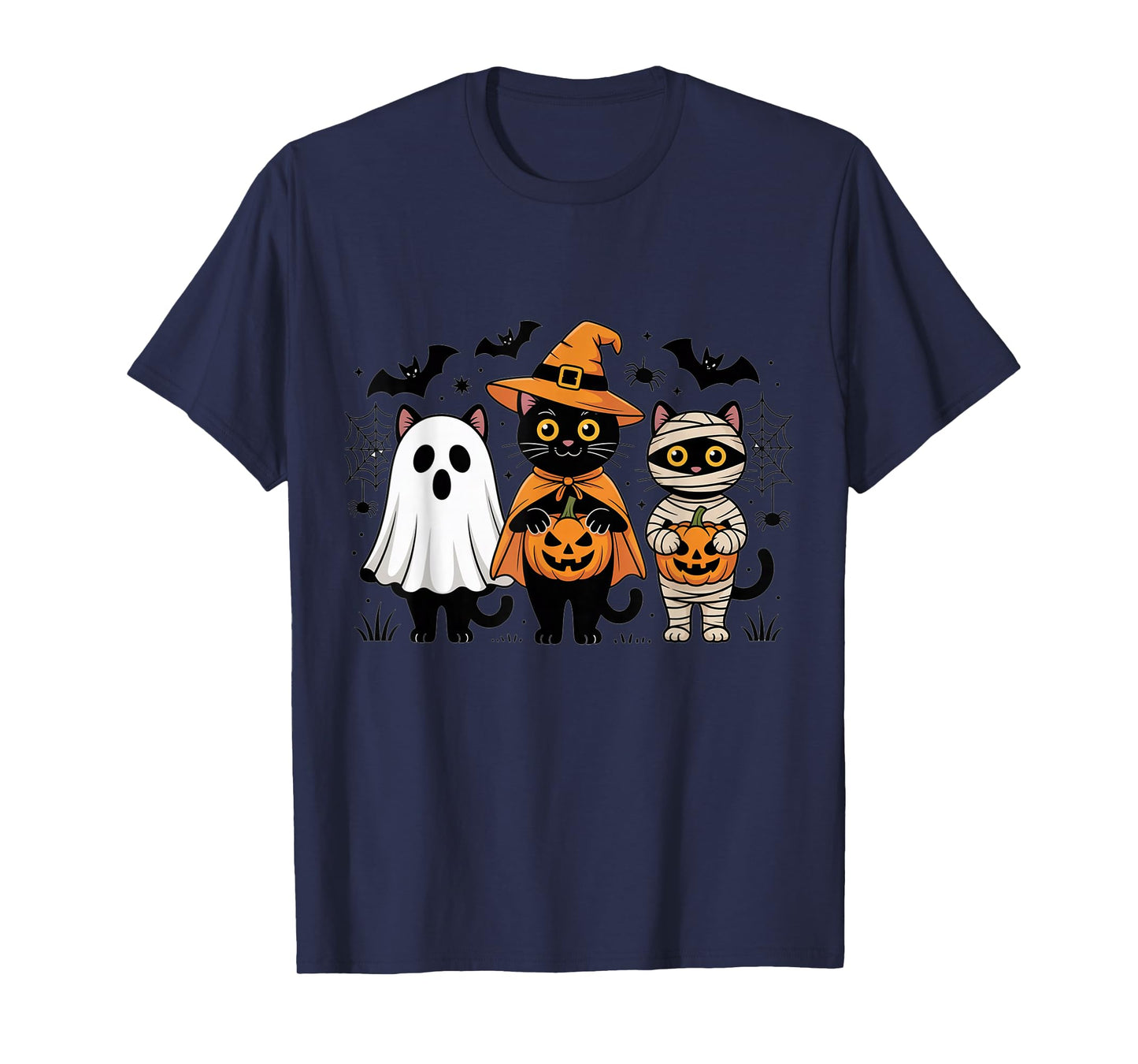 Funny Black Cats Ghost Mummy Halloween Costume Boys Girls T-Shirt