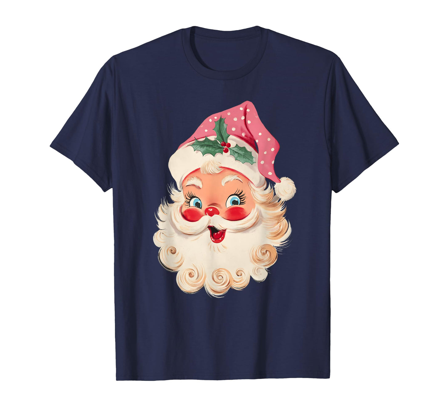 Vintage Retro Pink Santa Claus Christmas Xmas Men Women Kid T-Shirt
