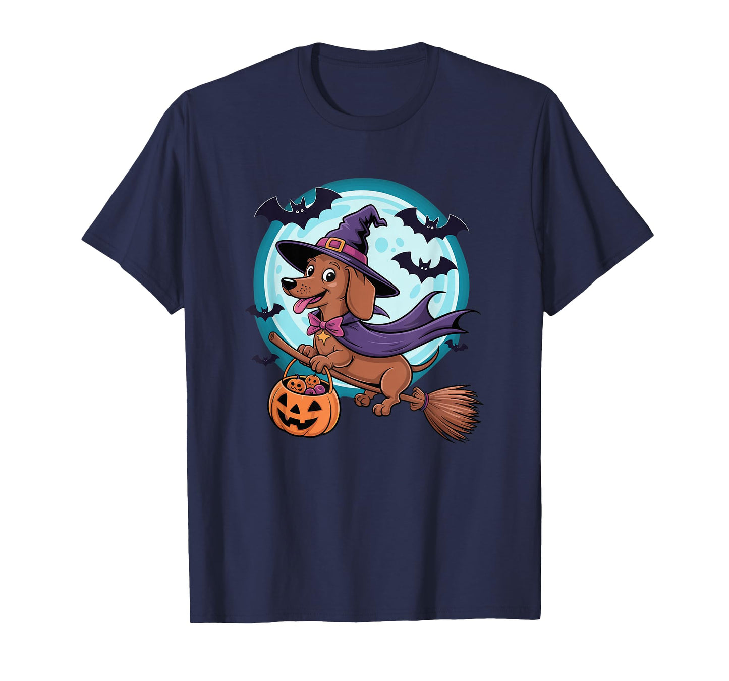 Halloween Witch Dachshund Moon Dachshunds Doxie T-Shirt