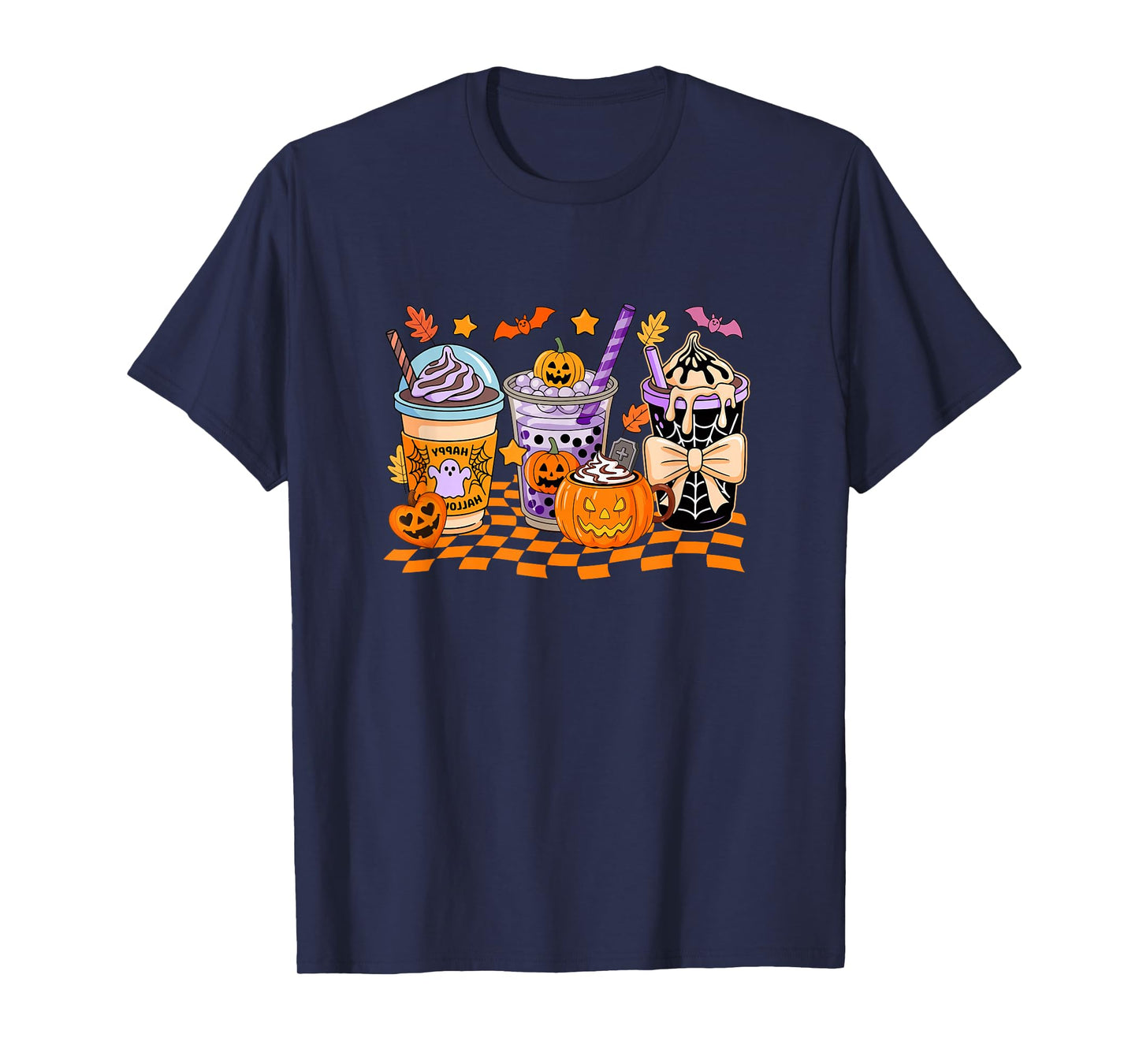 Collection Coffee Cups Halloween Witch Boo Skeleton T-Shirt