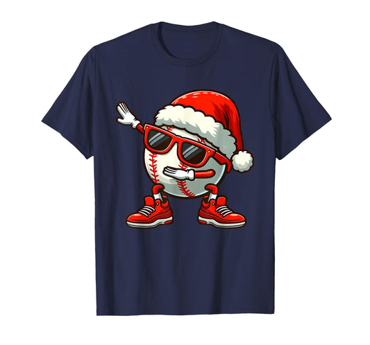 Funny Baseball Ball Santa Hat Dabbing Xmas Pajamas Players T-Shirt