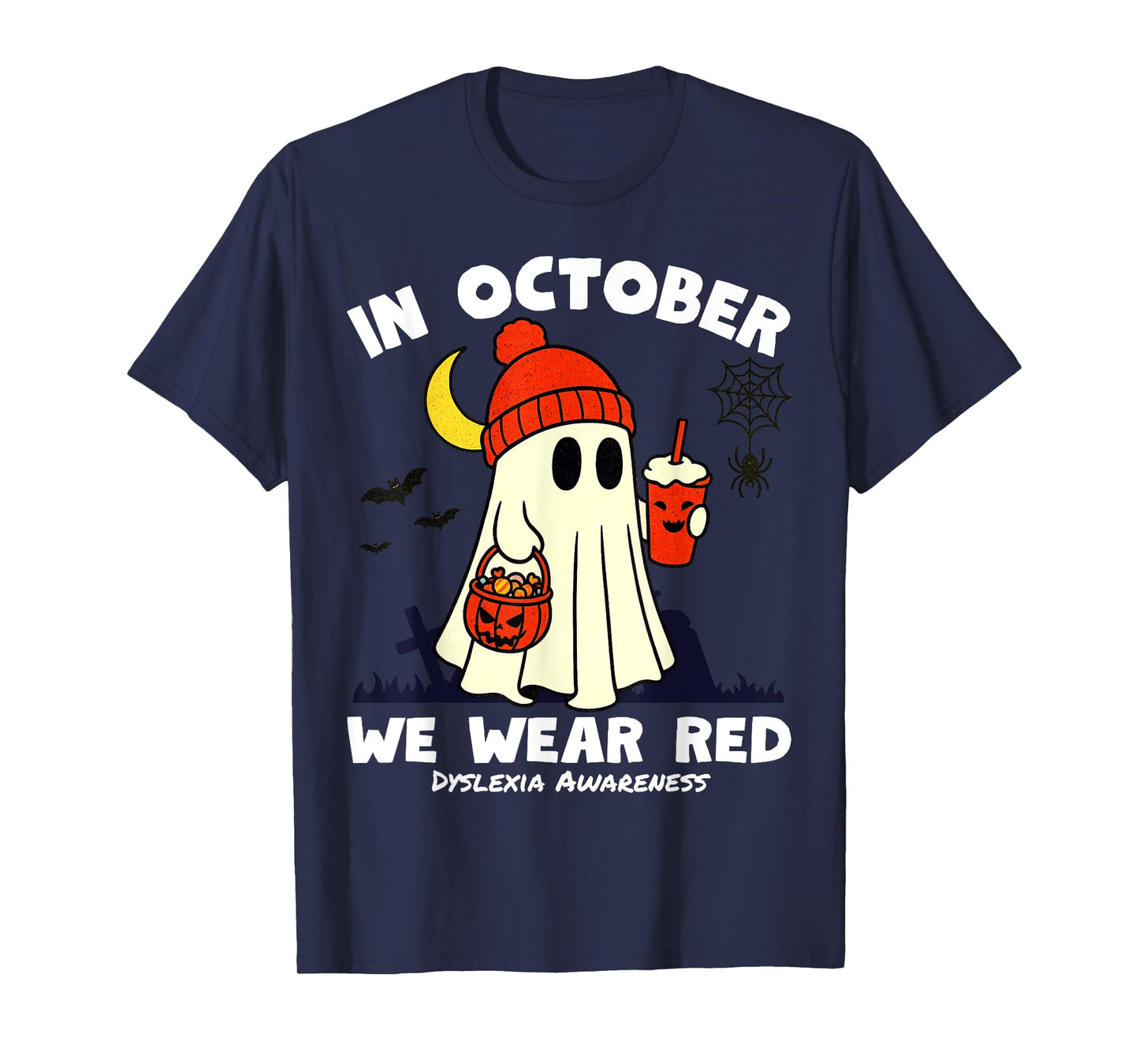 in October We Wear Red for Dyslexia Awareness Funny Dyslexia T-Shirt