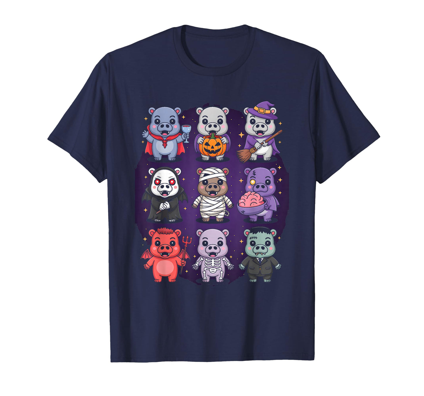Hippo Ghost Witch Zombie Halloween Costume T-Shirt