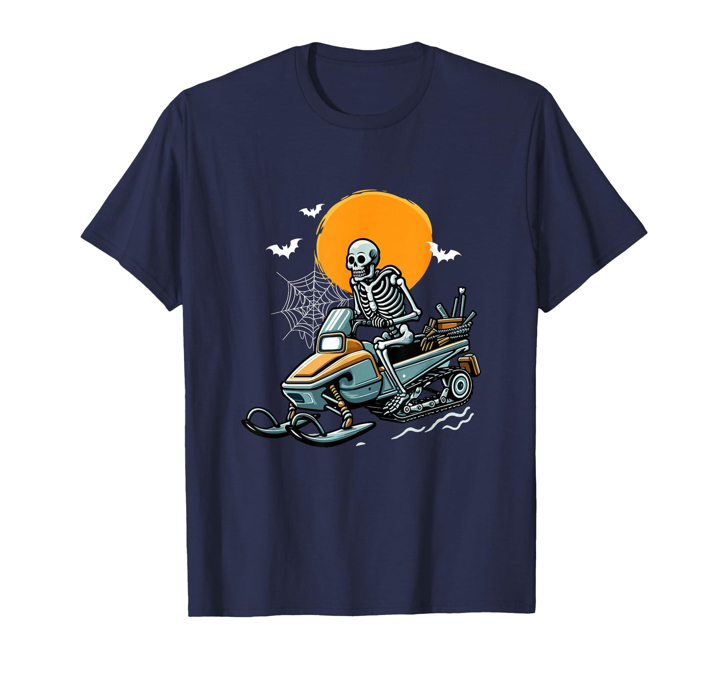 Skeleton Snowmobile Halloween Costume Sports Lover Family T-Shirt