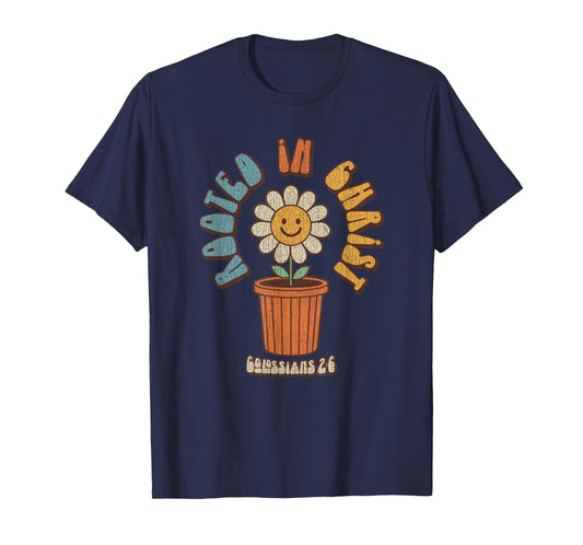 Vintage Retro Christian Rooted In Christ Col 2:6 Bible Verse T-Shirt