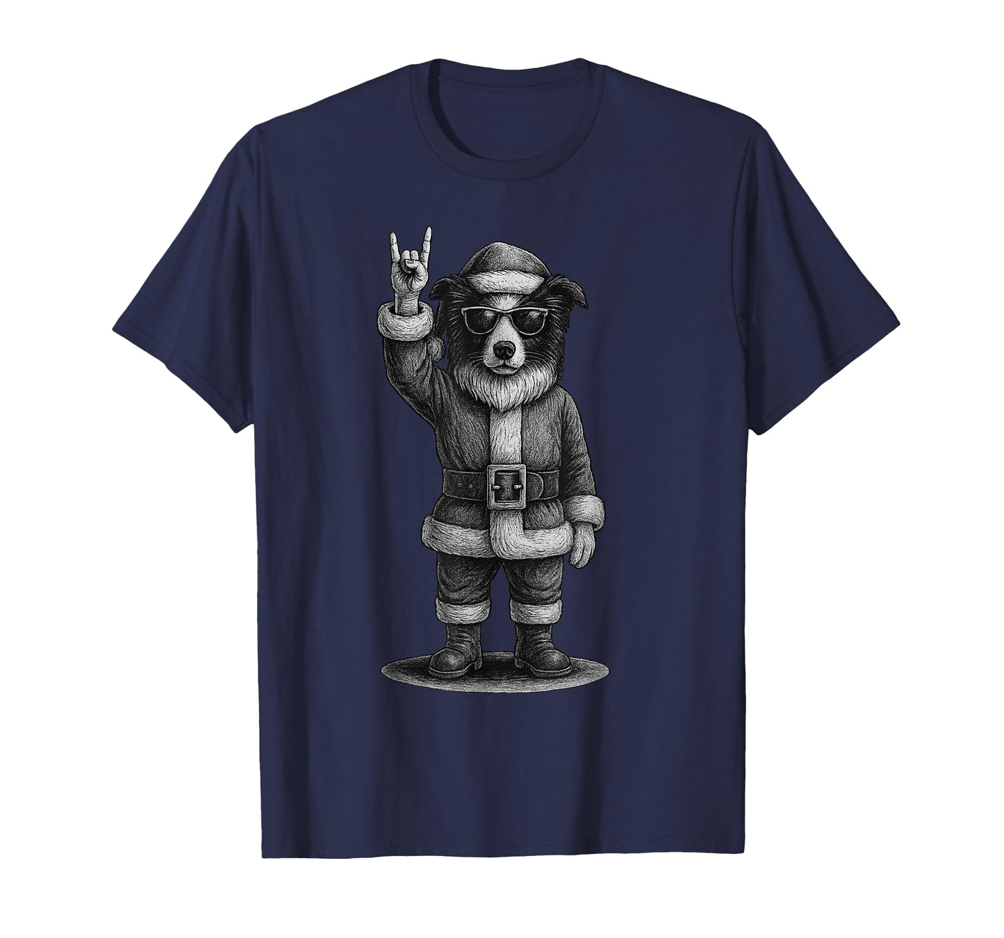 Border Collie Rock Music Christmas Dog Lover T-Shirt