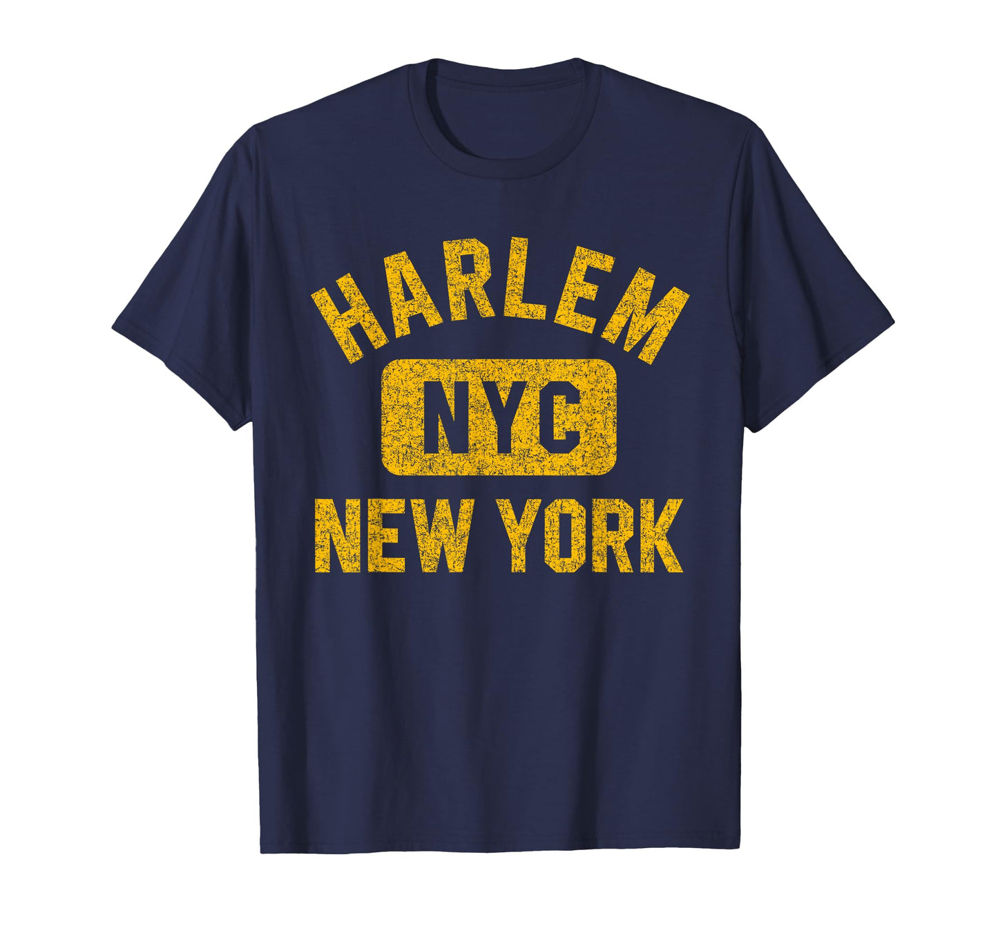 Harlem New York NYC Gym Style Distressed Amber Print T-Shirt