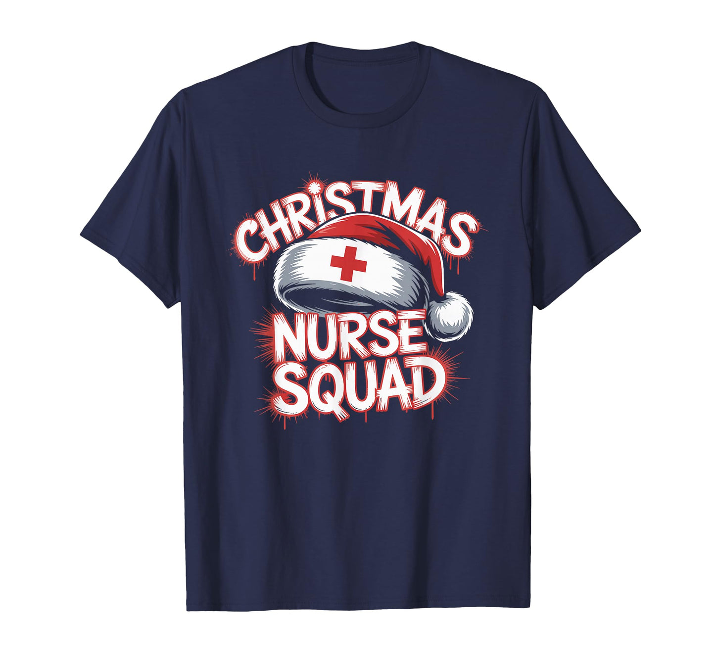 Nurse Christmas Squad Santa Hat Matching Crew T-Shirt