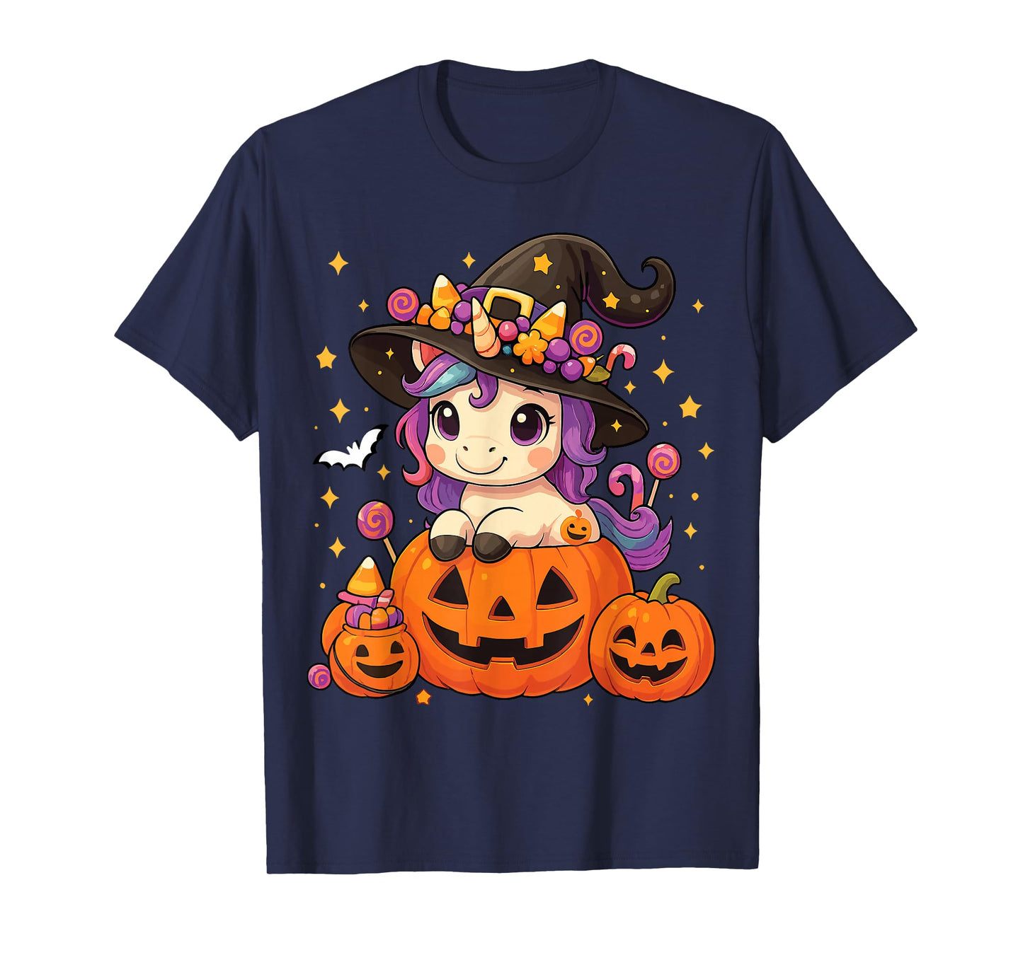 Unicorn Witch Jack O Lantern Costume Girls T-Shirt