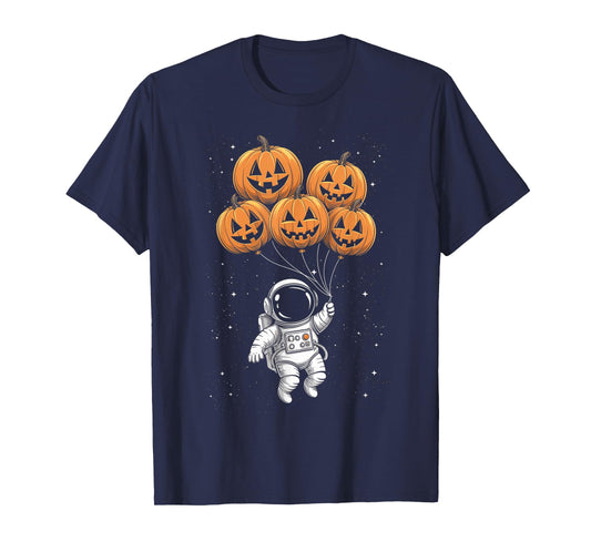 Halloween Astronaut Pumpkin Balloons Kids T-Shirt
