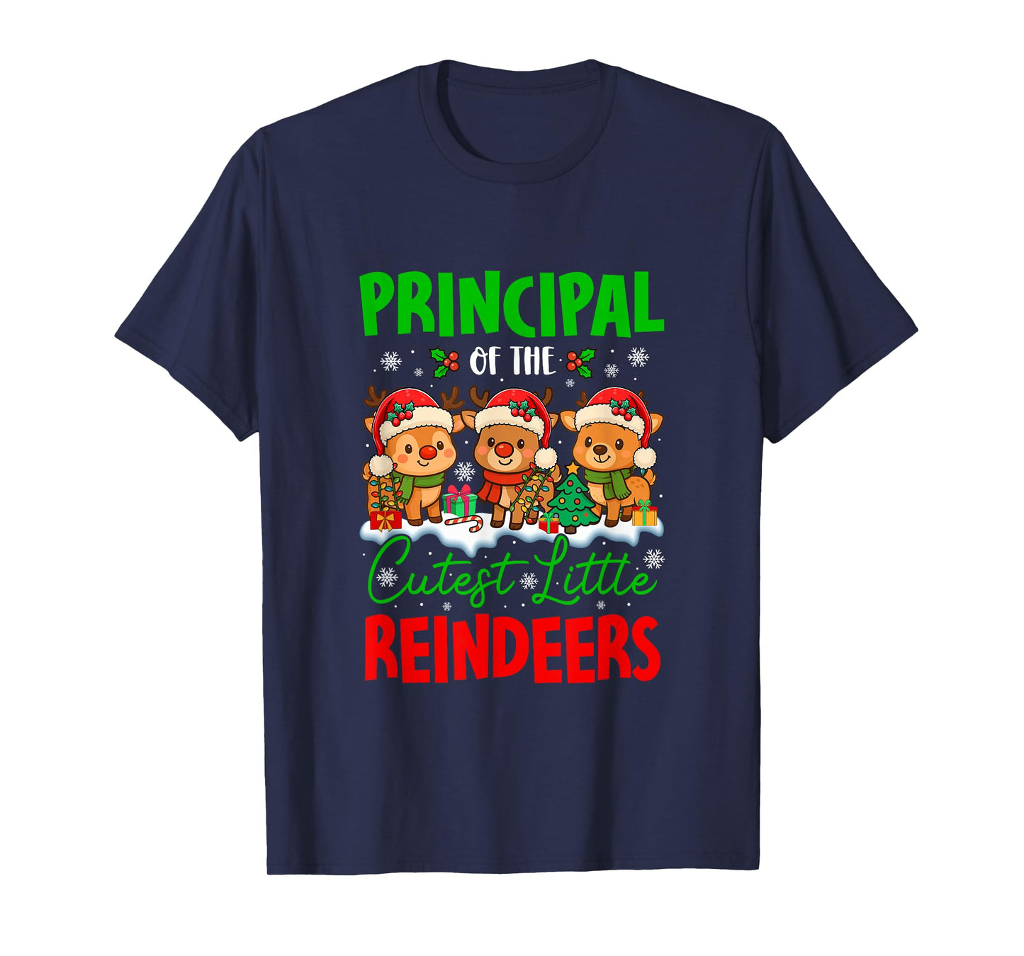 Principal of Cutest Reindeers Xmas Three Santa Reindeers T-Shirt