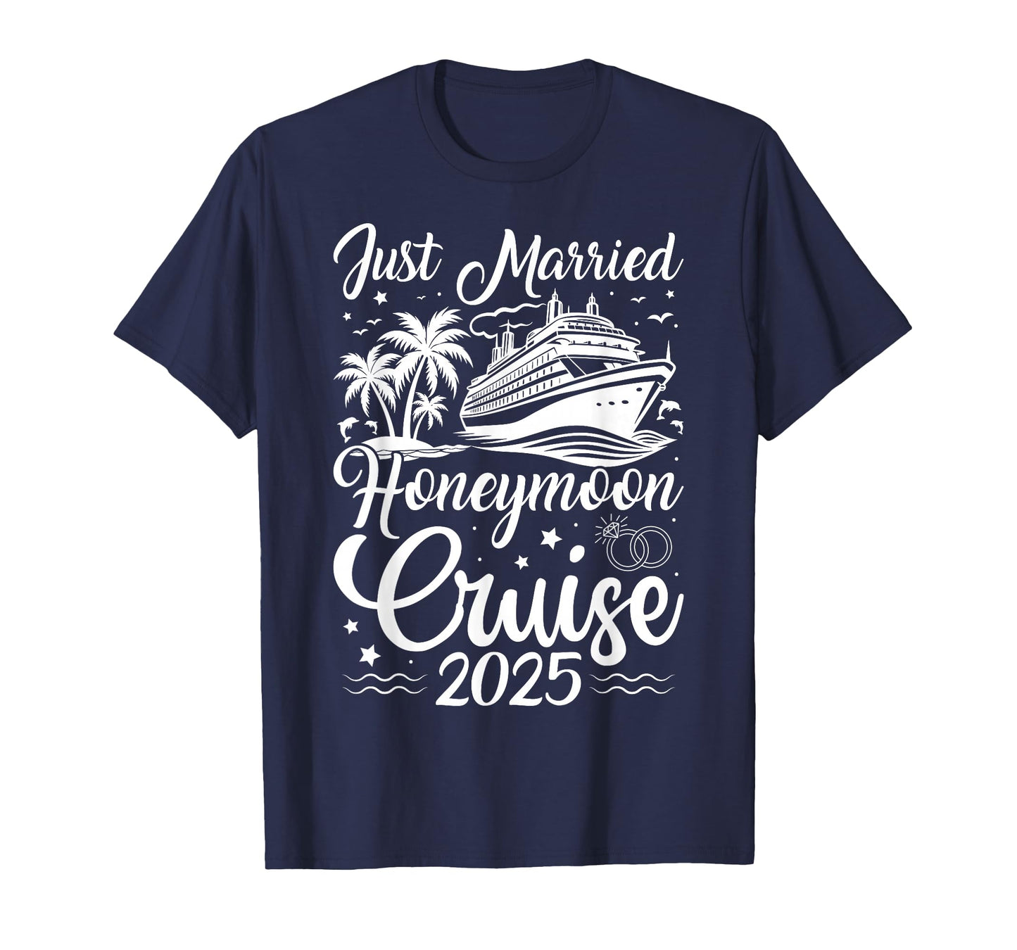 First Family Cruise for Married Couples 2025 Tee - Unisex Adults - Black - Small - Short Sleeve - T-Shirt - Honeymoon Cruise Theme - Newlyweds, Couples, Honeymooners, Cruisers