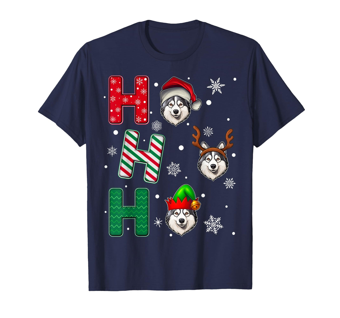 Ho Ho Ho Alaskan Malamute Dog Lover Christmas Santa Elf Xmas T-Shirt