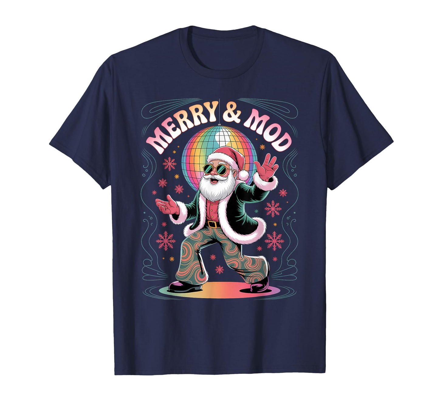 Merry and Mod Retro Santa Christmas Dance T-Shirt