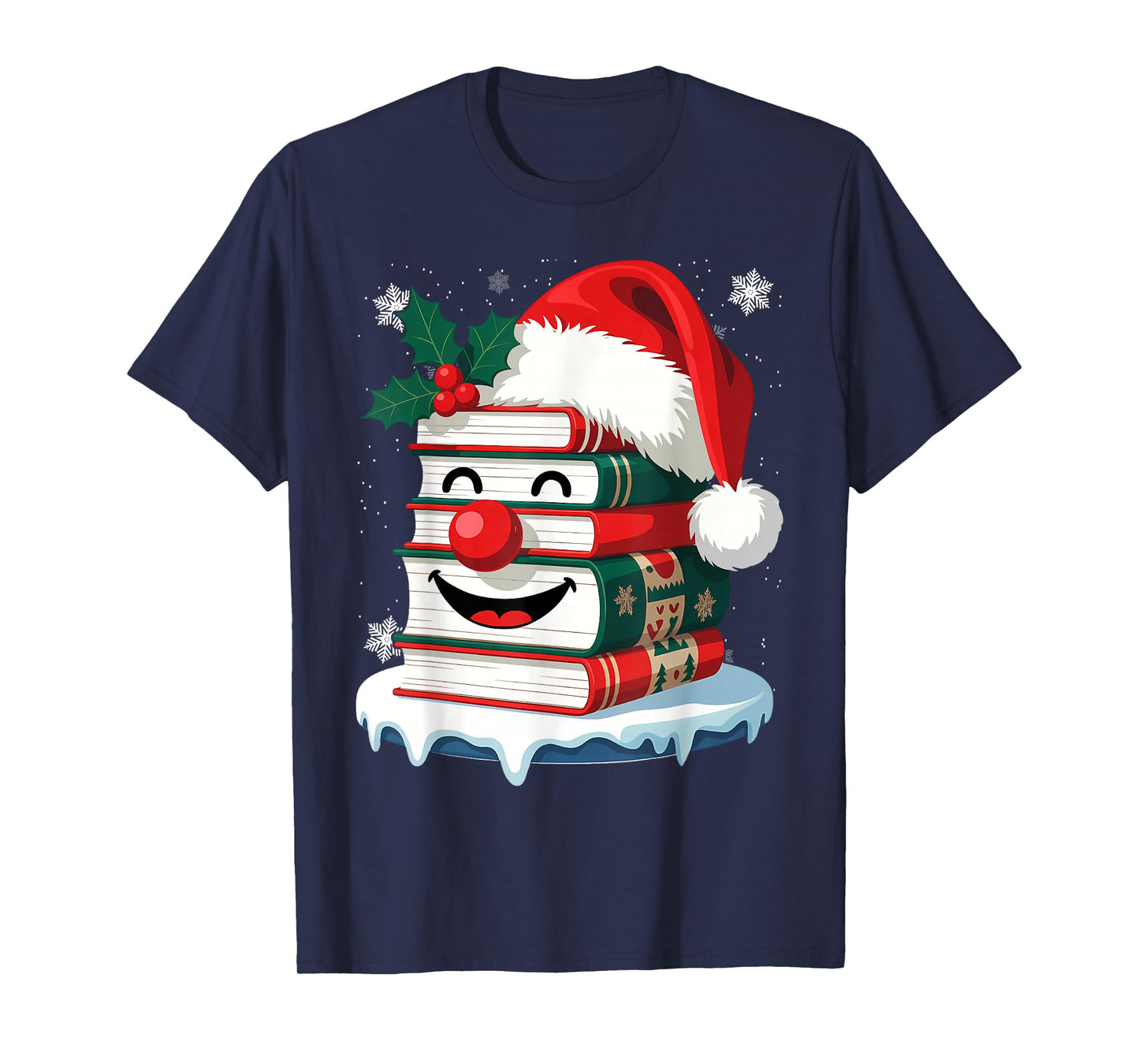Librarian Book Santa Hat Reader Snow Pajamas Christmas T-Shirt