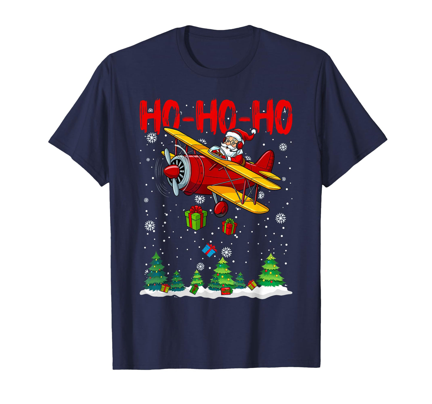 Christmas Santa Claus Pilot Flying Airplane T-Shirt
