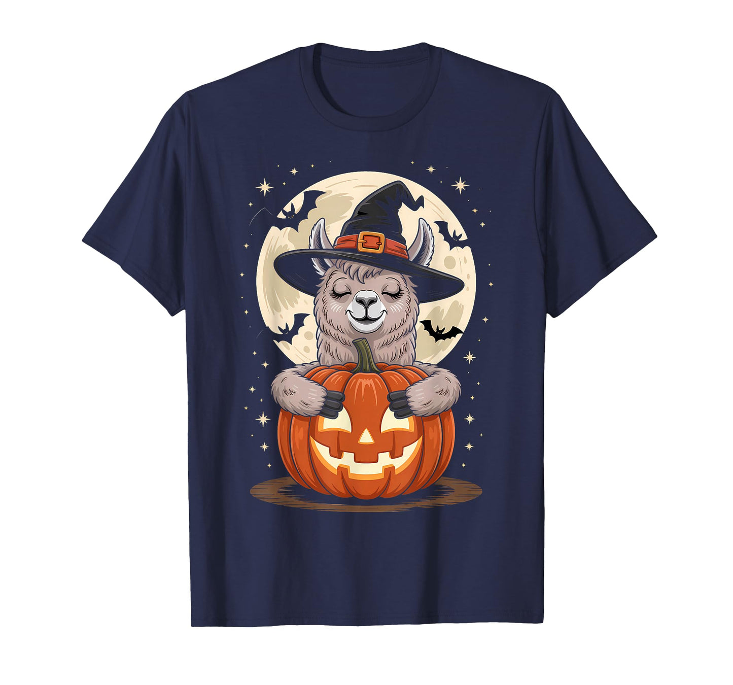 Halloween Llama Witch Hat Pumpkin Spooky T-Shirt