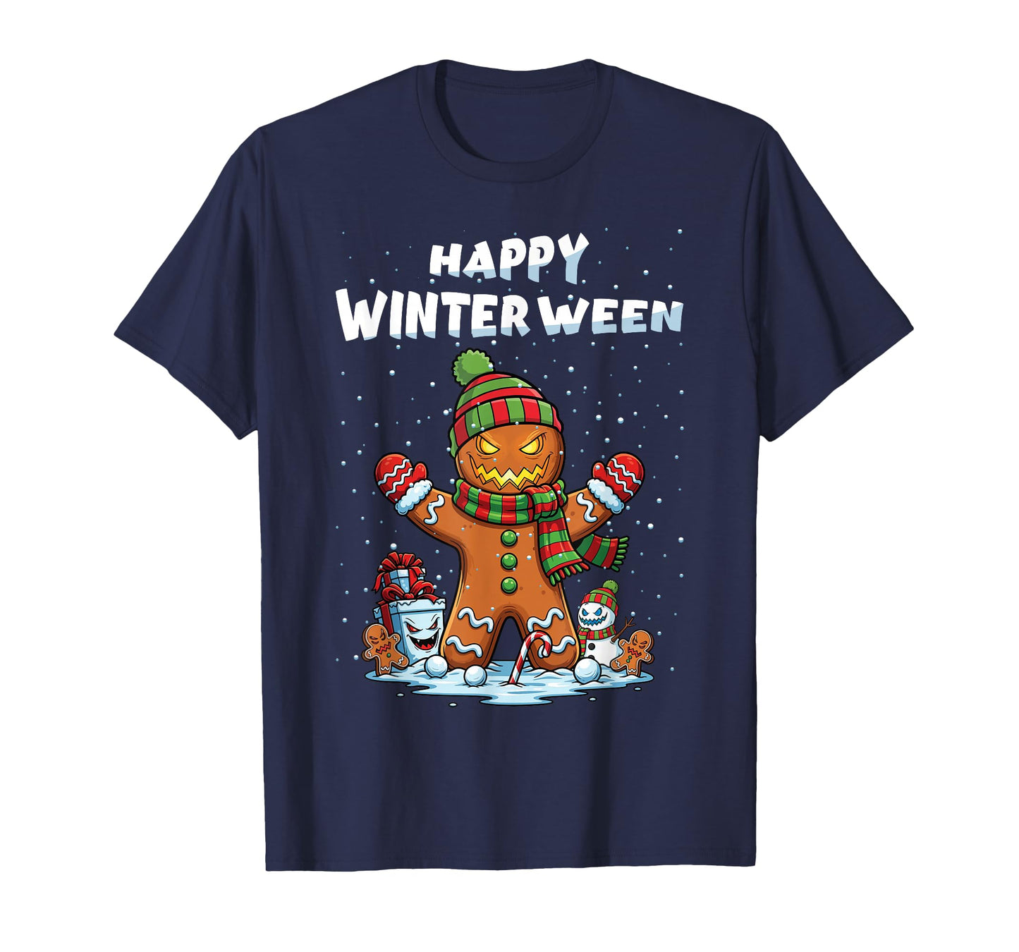 Happy Winterween Winter Halloween Christmas Creepy Snow Man T-Shirt